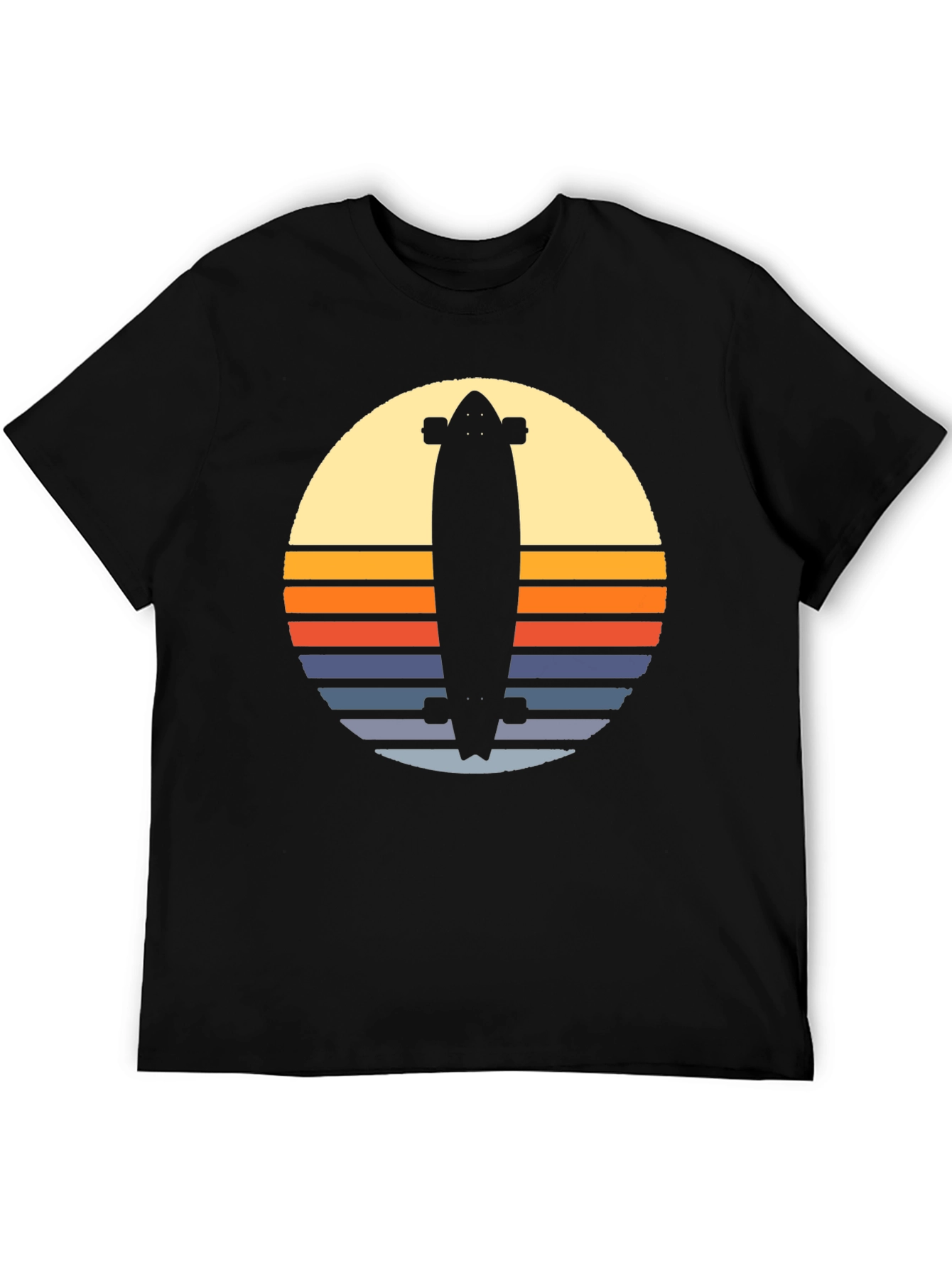Black Retro Skateboard Sunset Graphic Tee - Black view 5