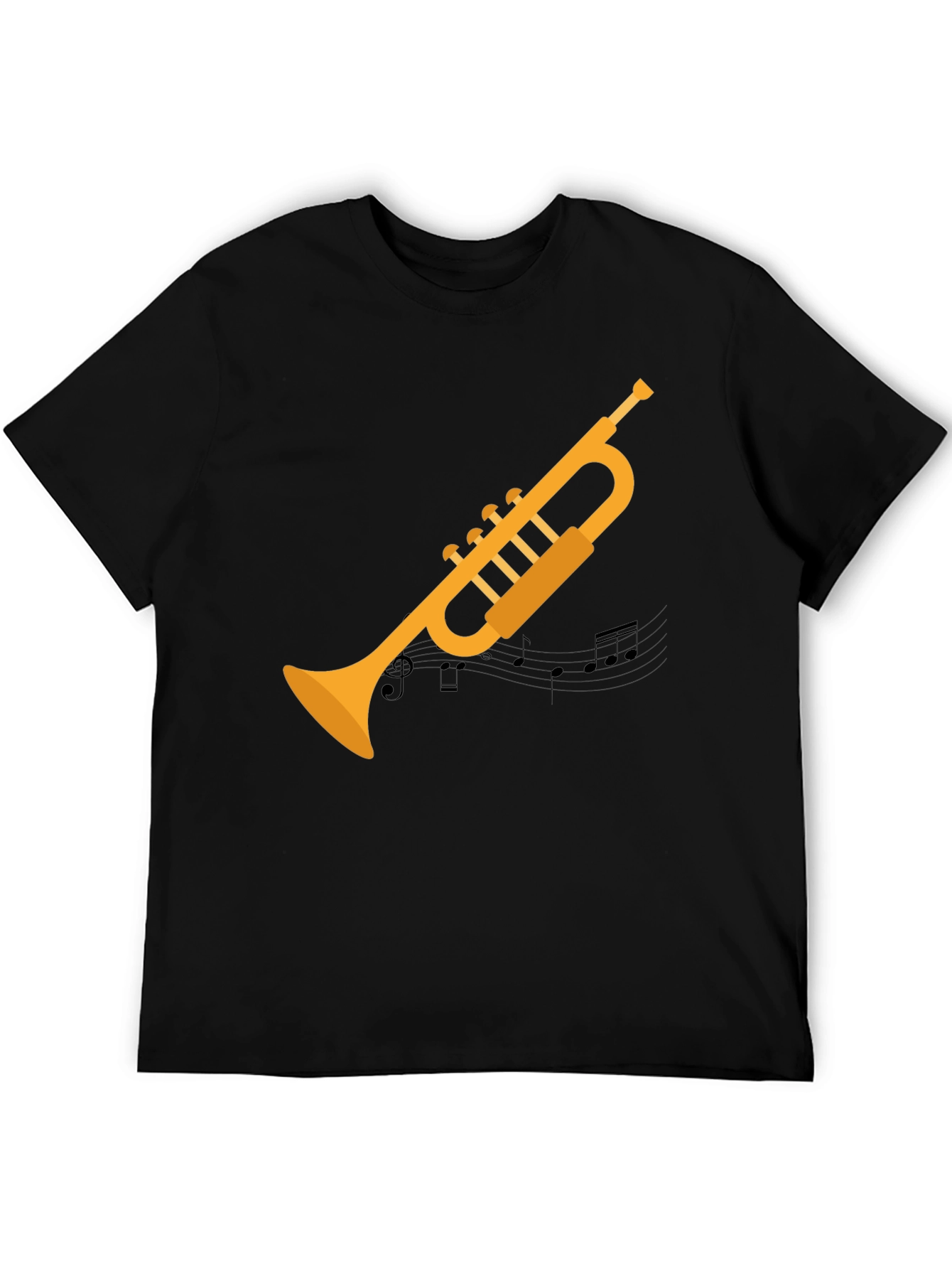 Black Trumpet Graphic Tee - Musician's Black T-Shirt view 5