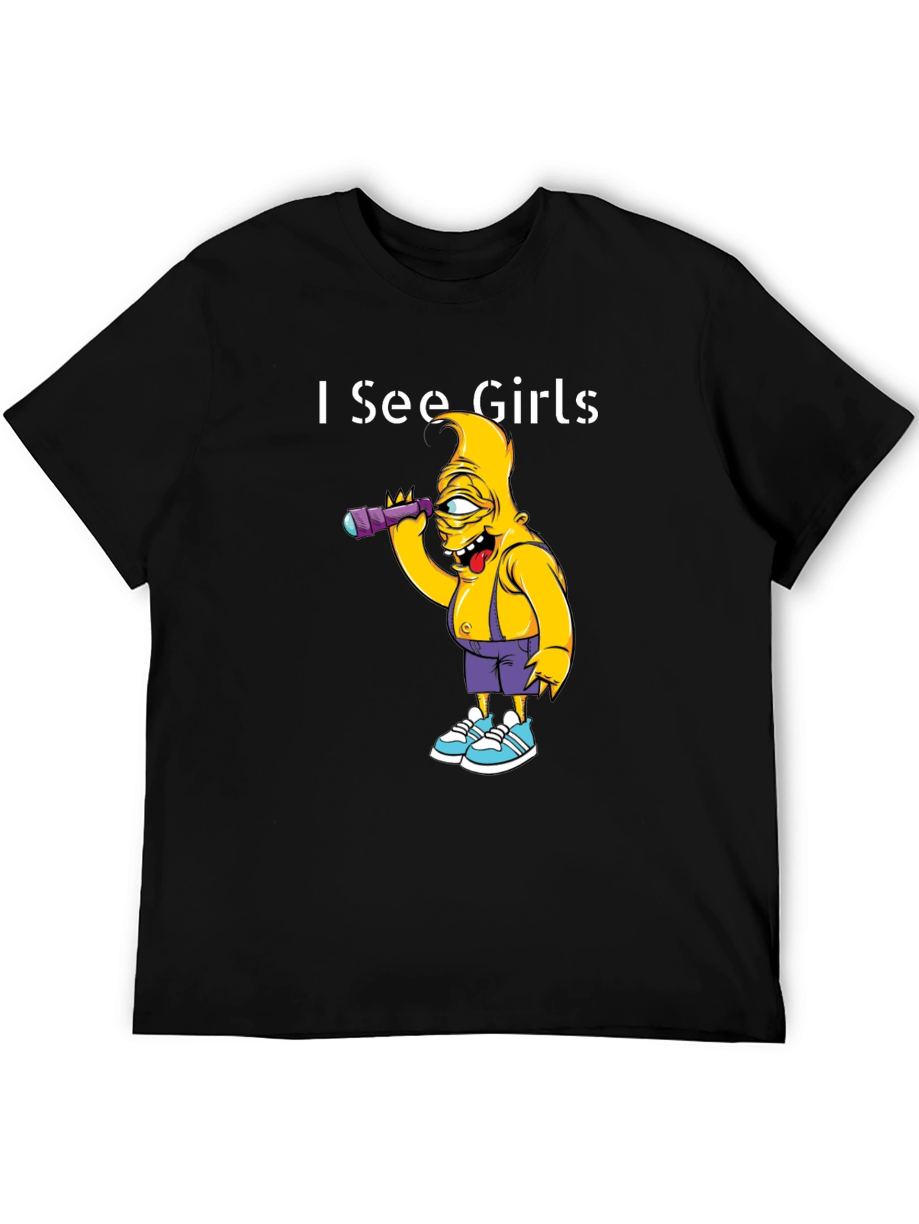 Black I See Girls Single Eye Cartoon T-Shirt view 5