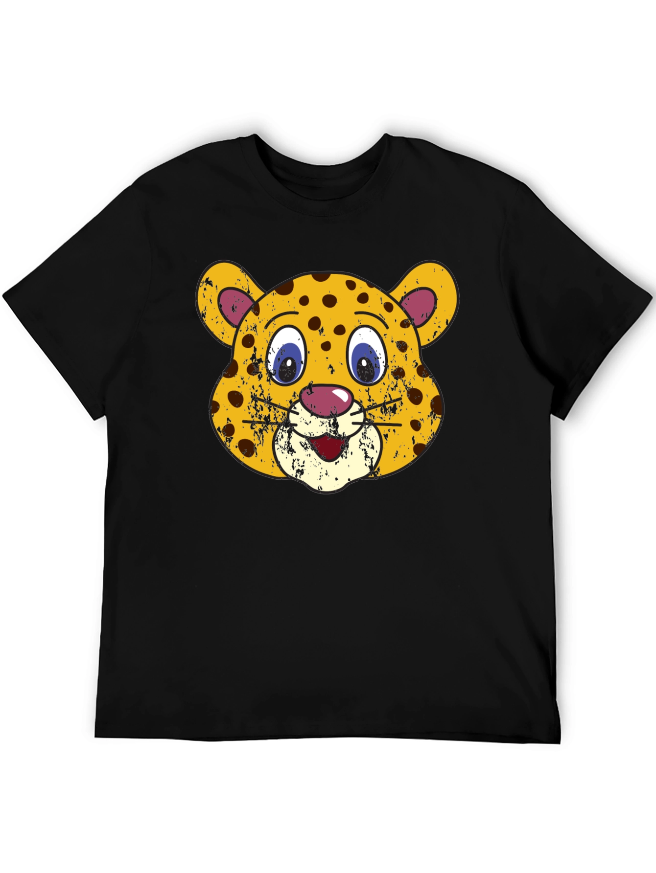 Black Leopard Face Graphic Black T-Shirt view 5