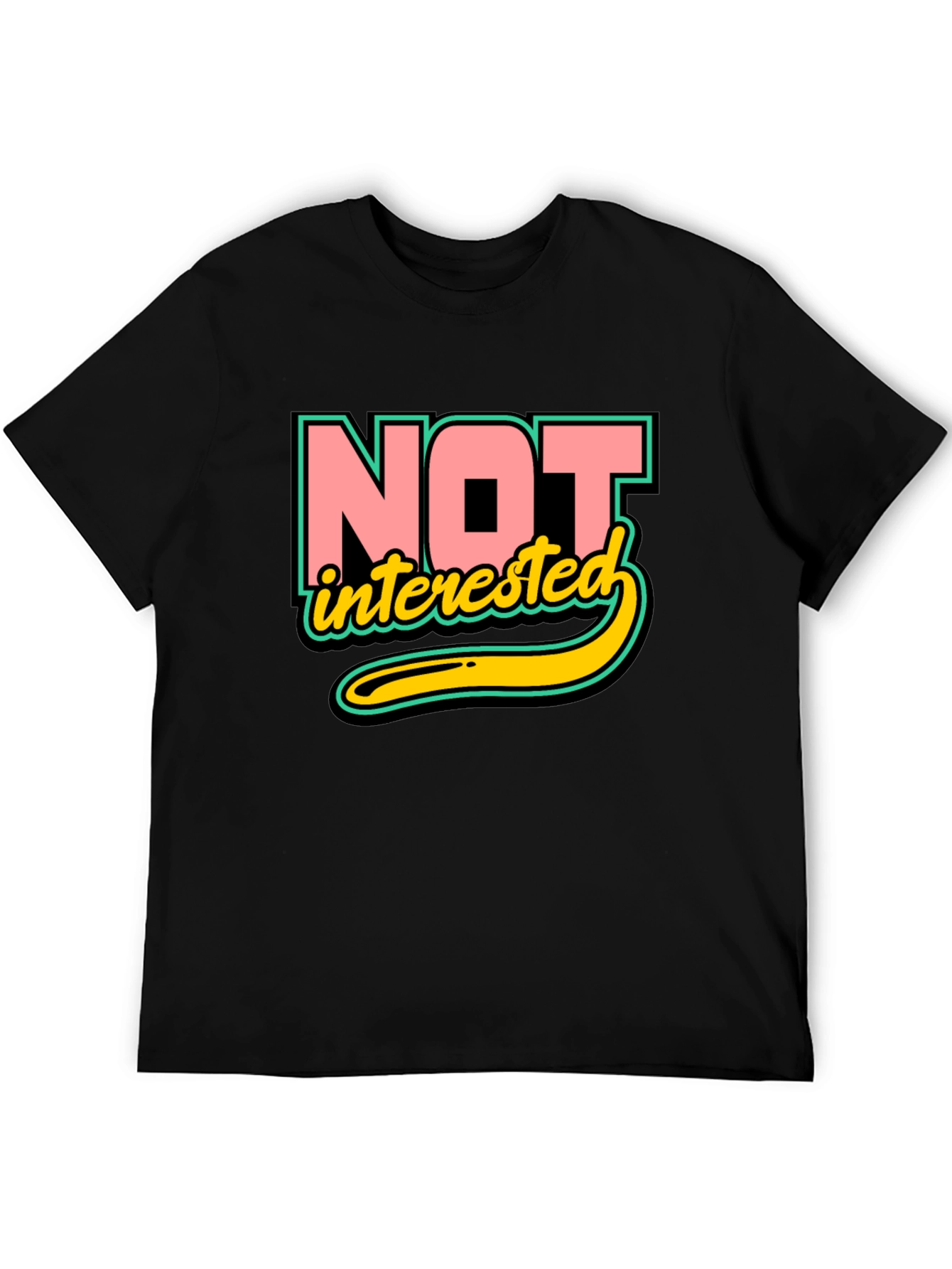 Black Not Interested Graphic T-Shirt view 5