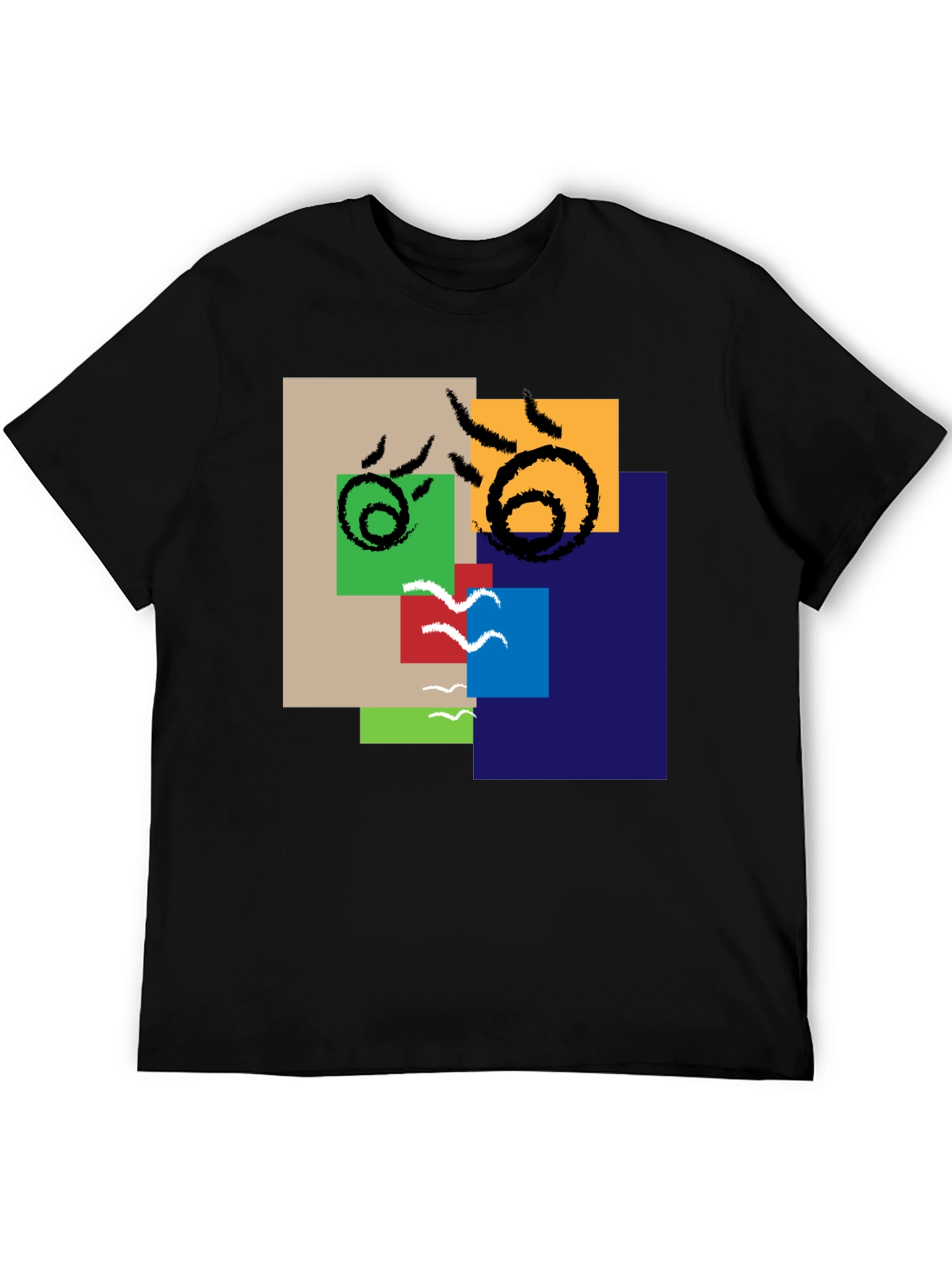 Black Abstract Squares Graphic Tee - Modern Art Shirt view 5