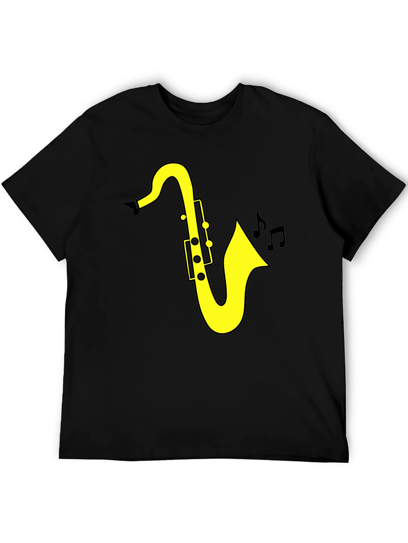 Black Saxophone Music T-Shirt - Black Cotton Tee for Musicians view 5