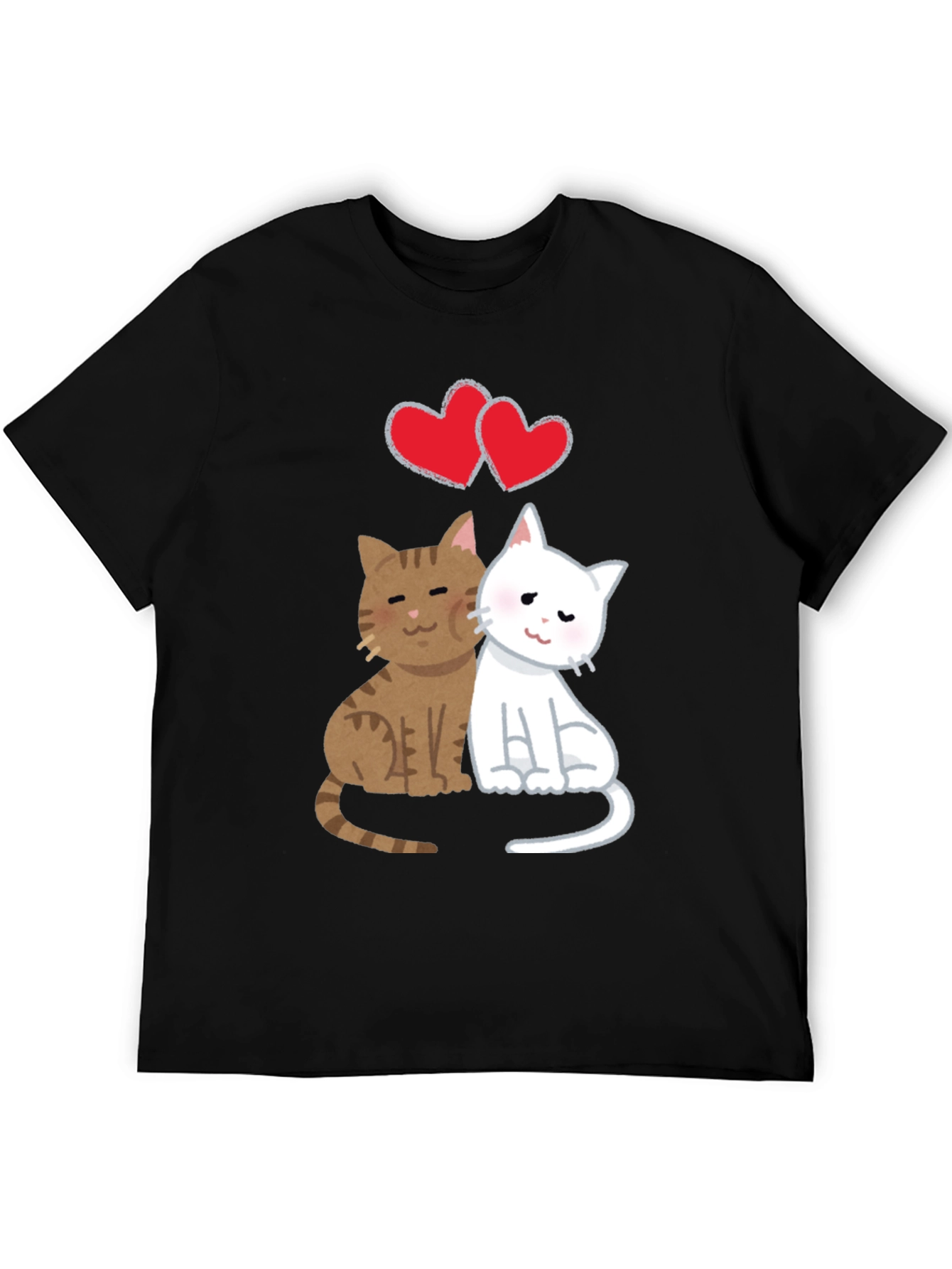 Black Cute Cats in Love T-Shirt view 5