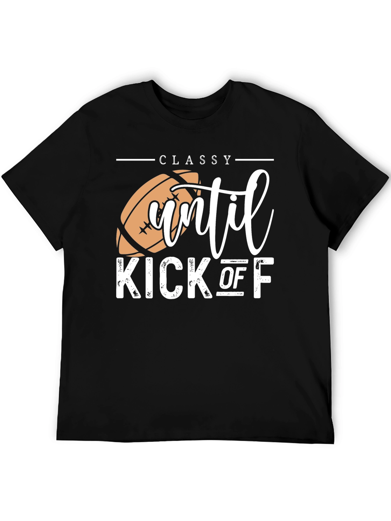 Black Classy Until Kick Off Football Graphic T-Shirt view 5