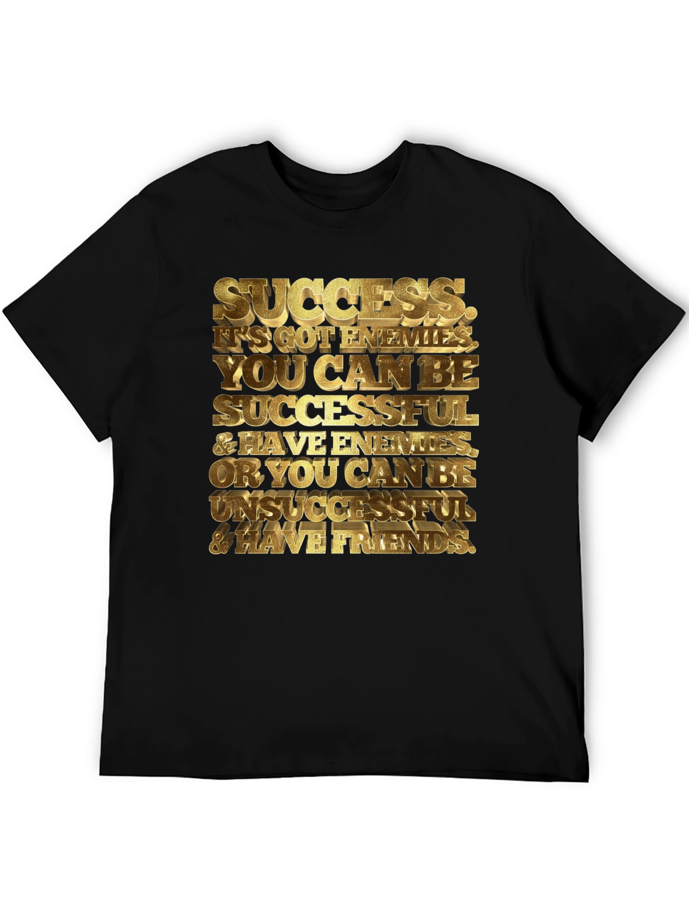 Black Success Motivational Black Graphic T-Shirt view 5