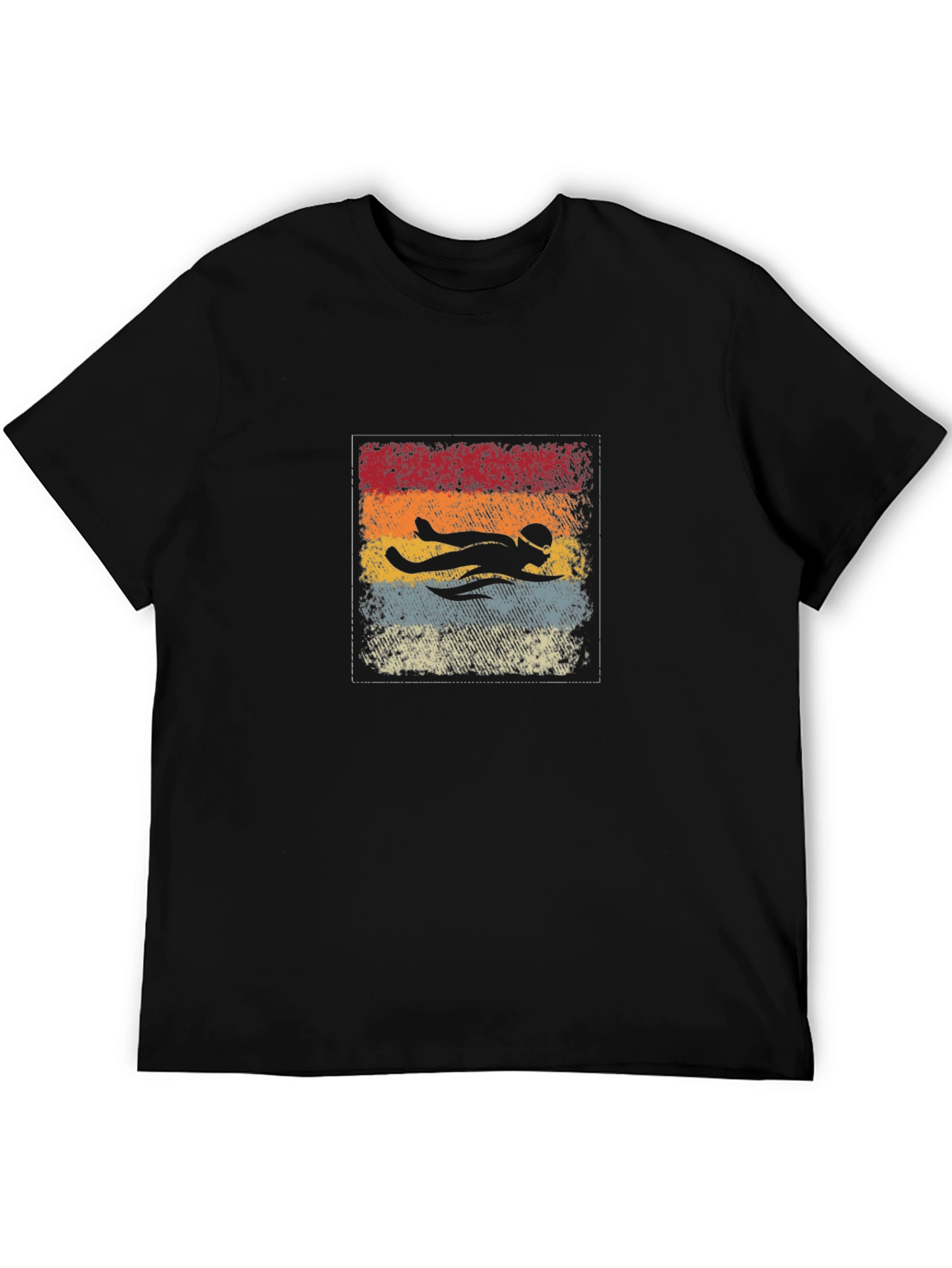 Black Vintage Swimmer T-Shirt - Retro Athlete Tee view 5