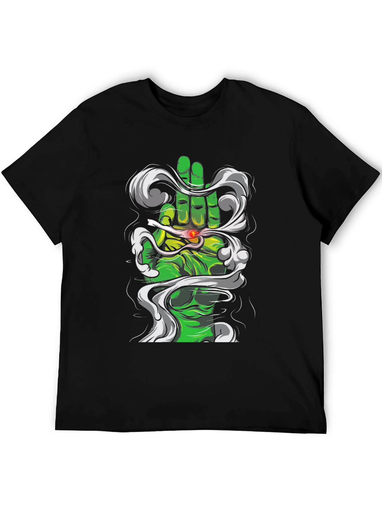 Black Green Hand Smoke T-Shirt view 5