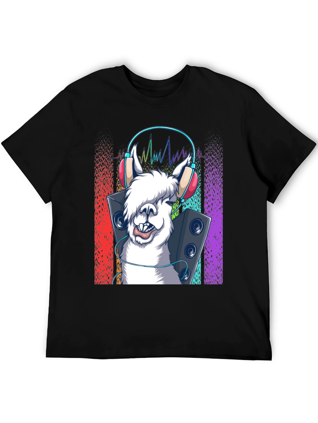 Black Llama DJ Graphic Tee - Music Lover T-Shirt view 5