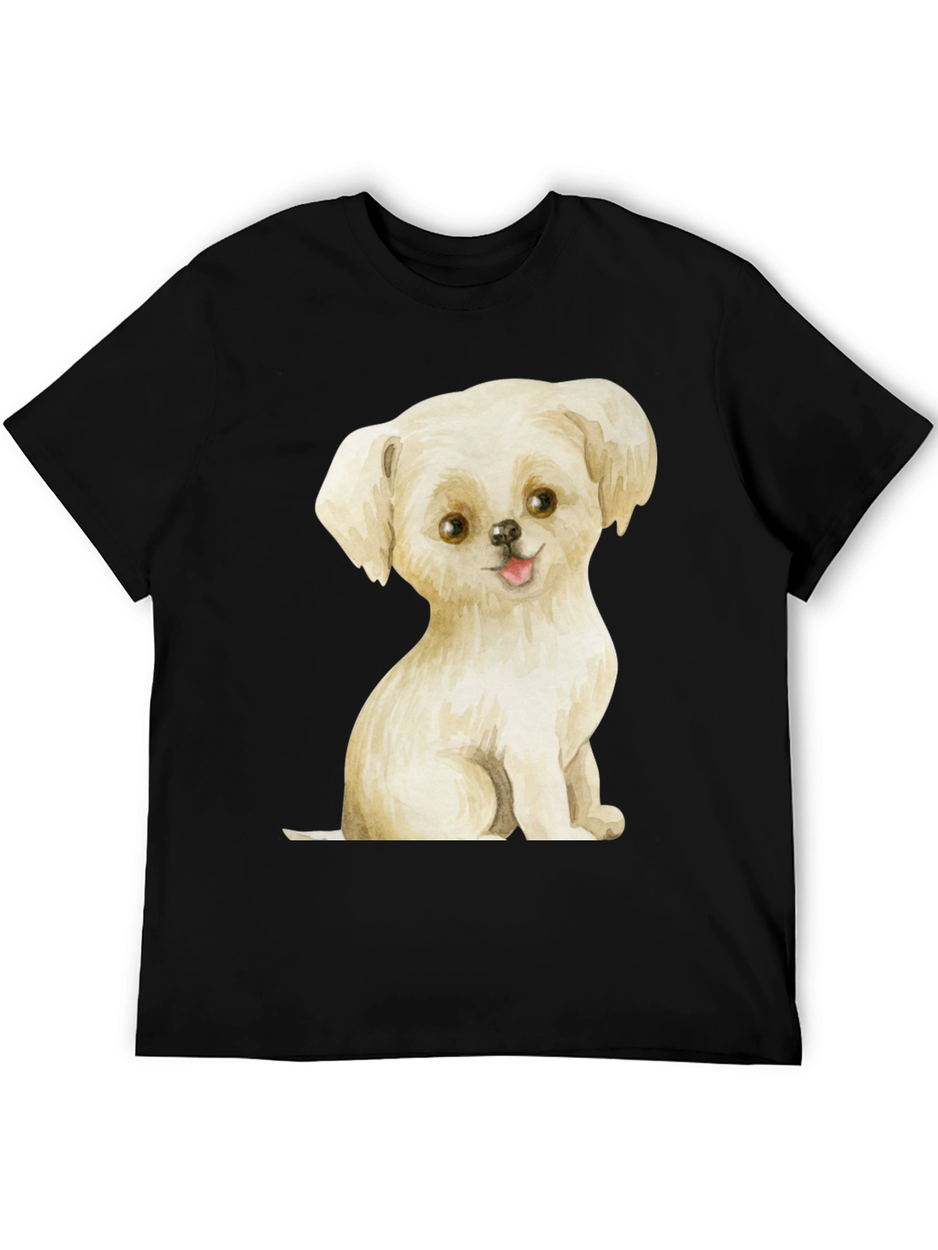 Black Cute Puppy Graphic Tee - Unisex Black T-Shirt view 5