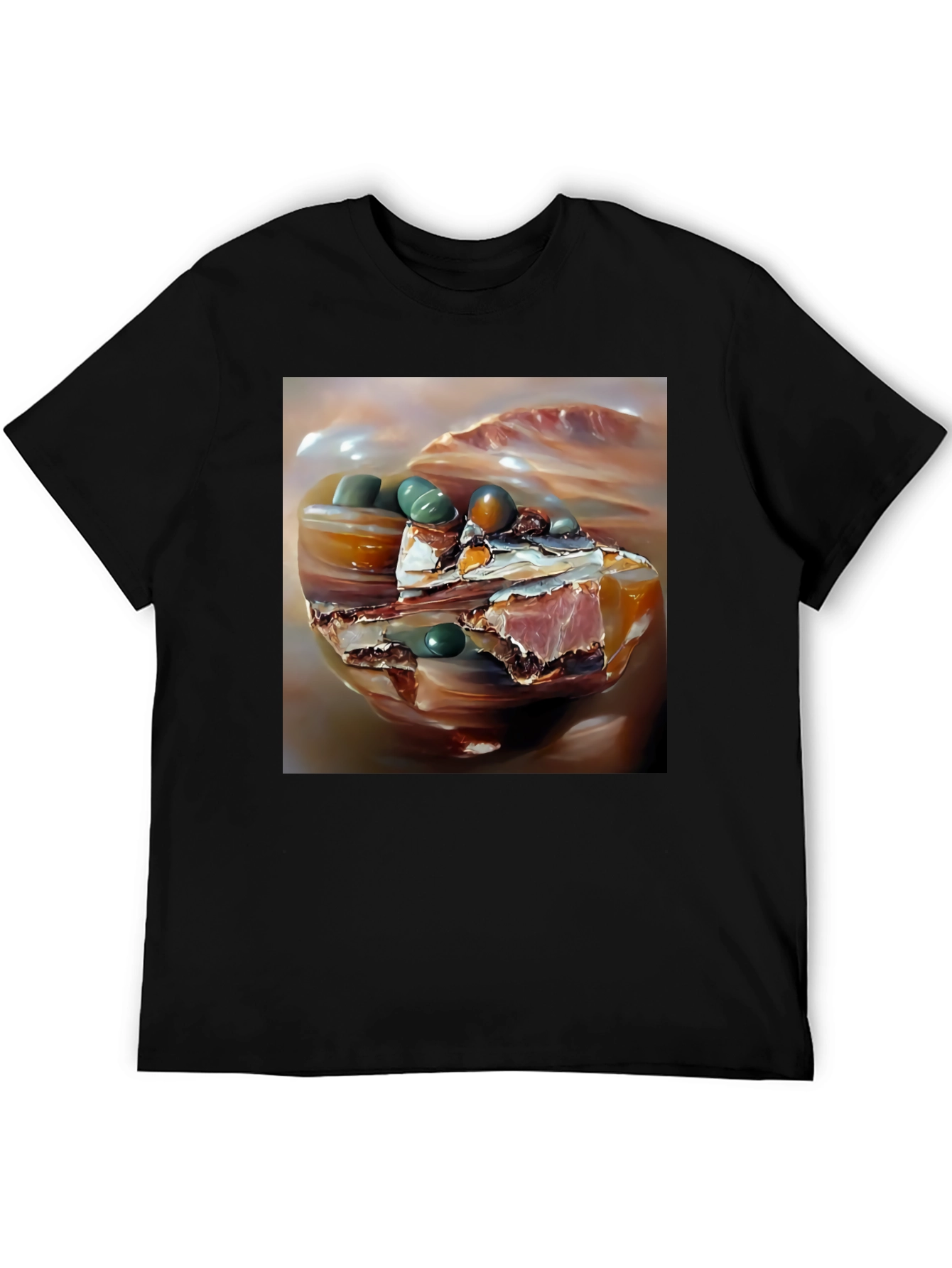 Black Abstract Stone Art Black T-Shirt view 5