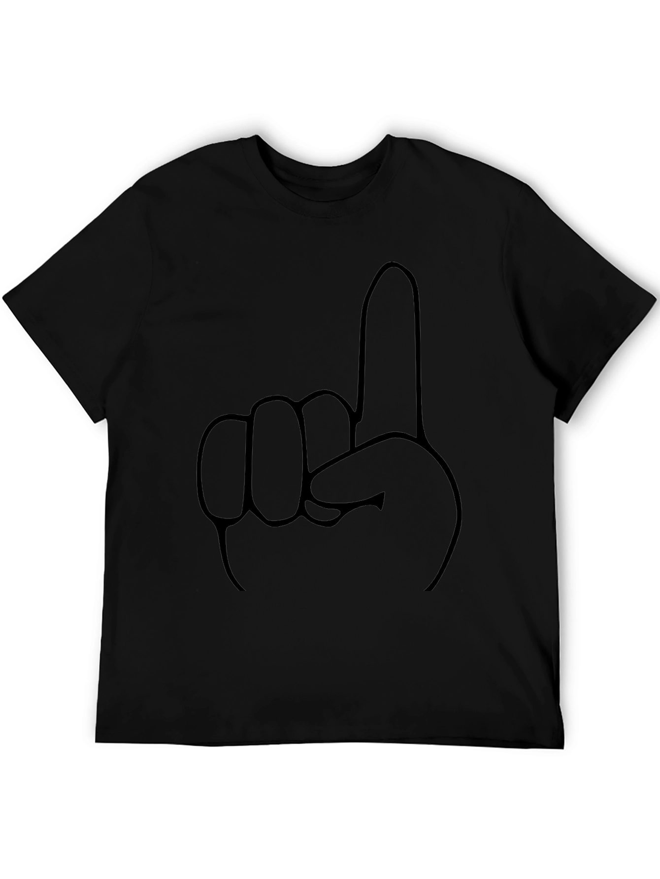 Black One Finger Gesture Black T-Shirt view 5