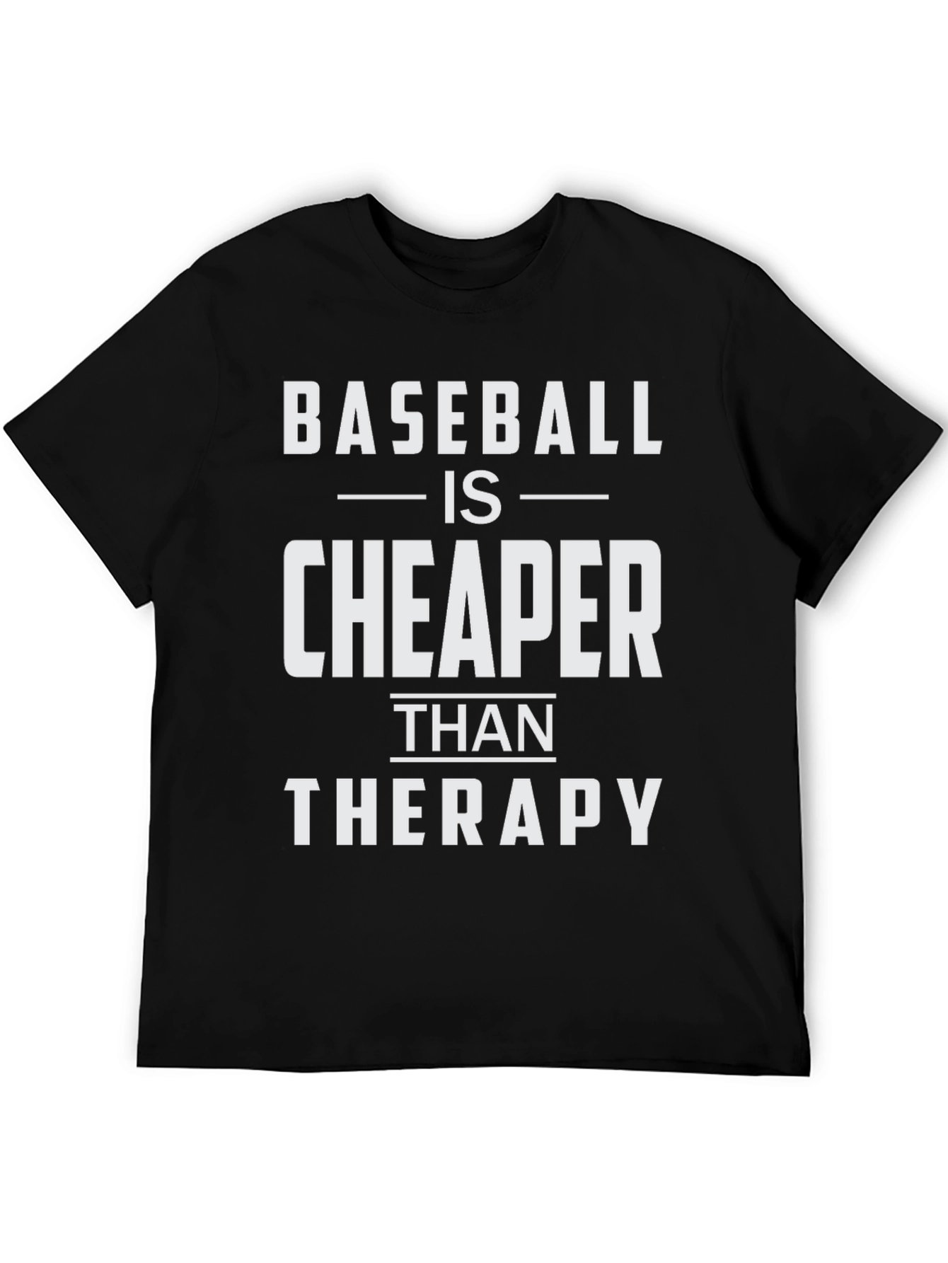 Black Baseball is Cheaper Than Therapy Funny T-Shirt view 5