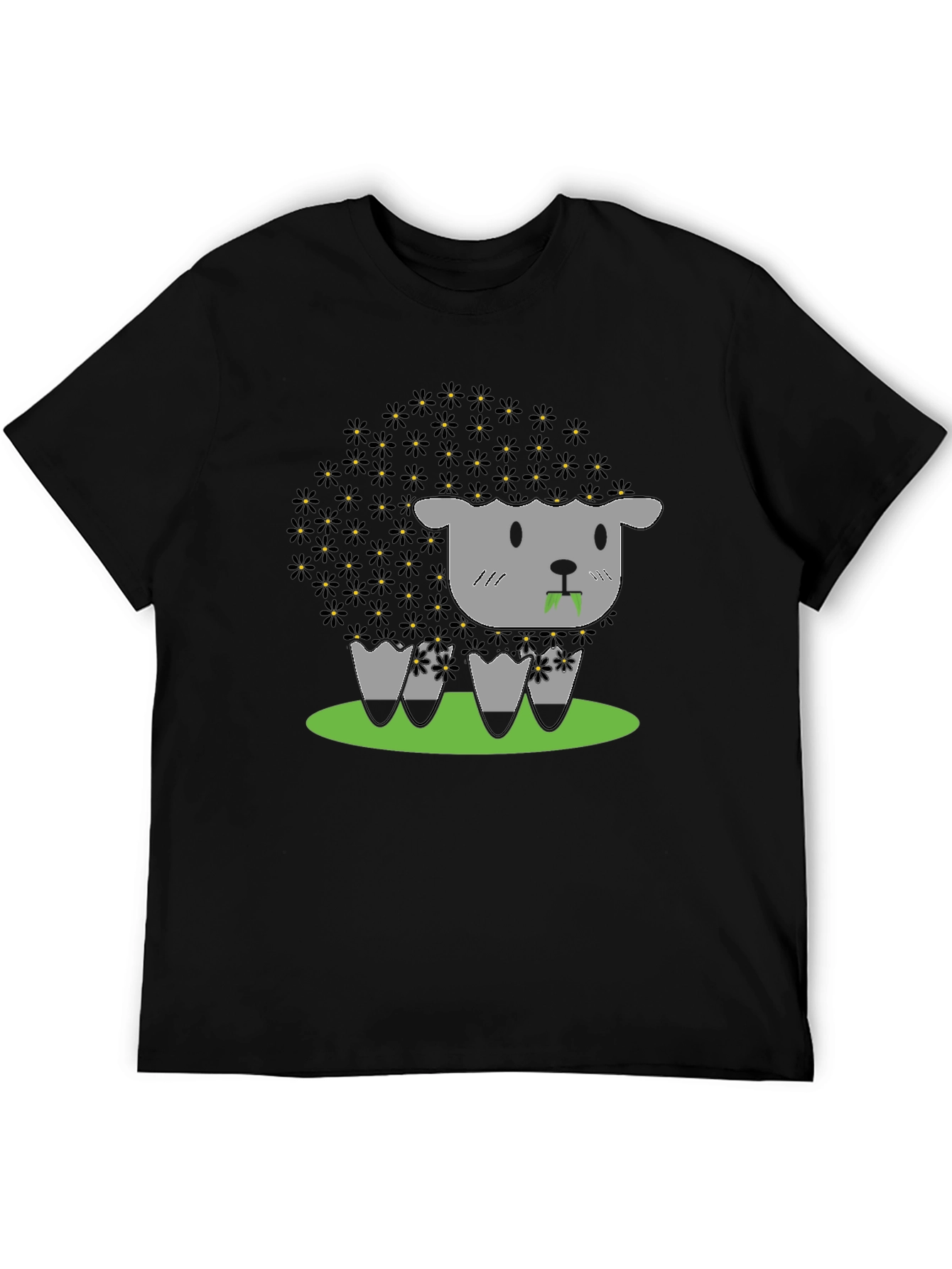 Black Black Sheep T-Shirt - Floral Wool Design view 5