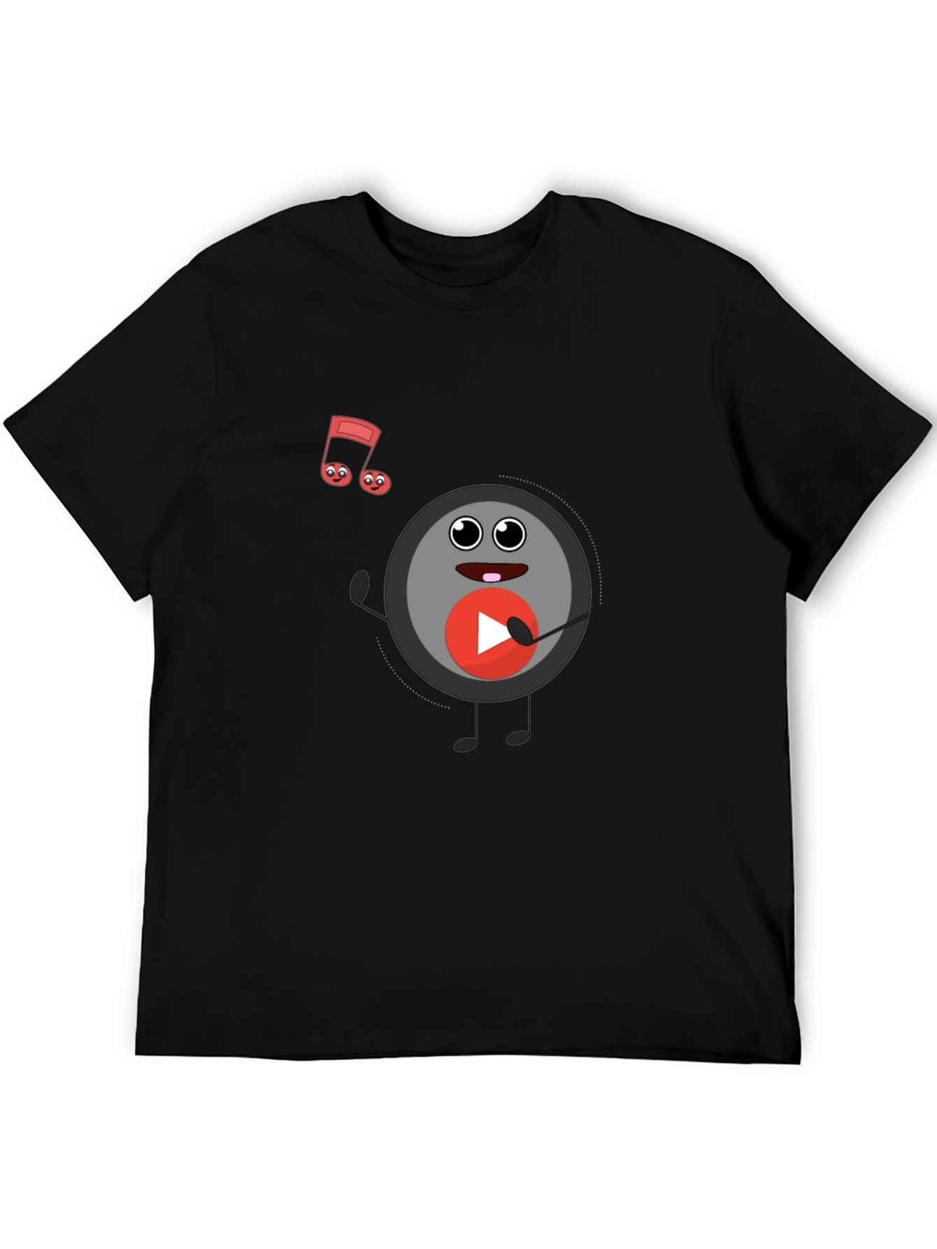 Black Musical Record Cartoon Black T-Shirt view 5