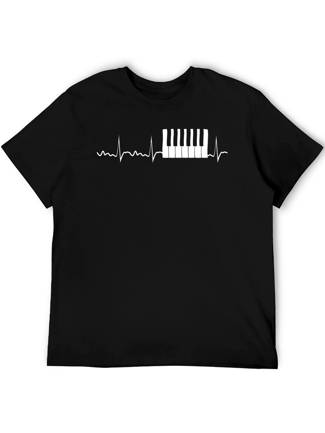 Black Piano Heartbeat Black T-Shirt view 5