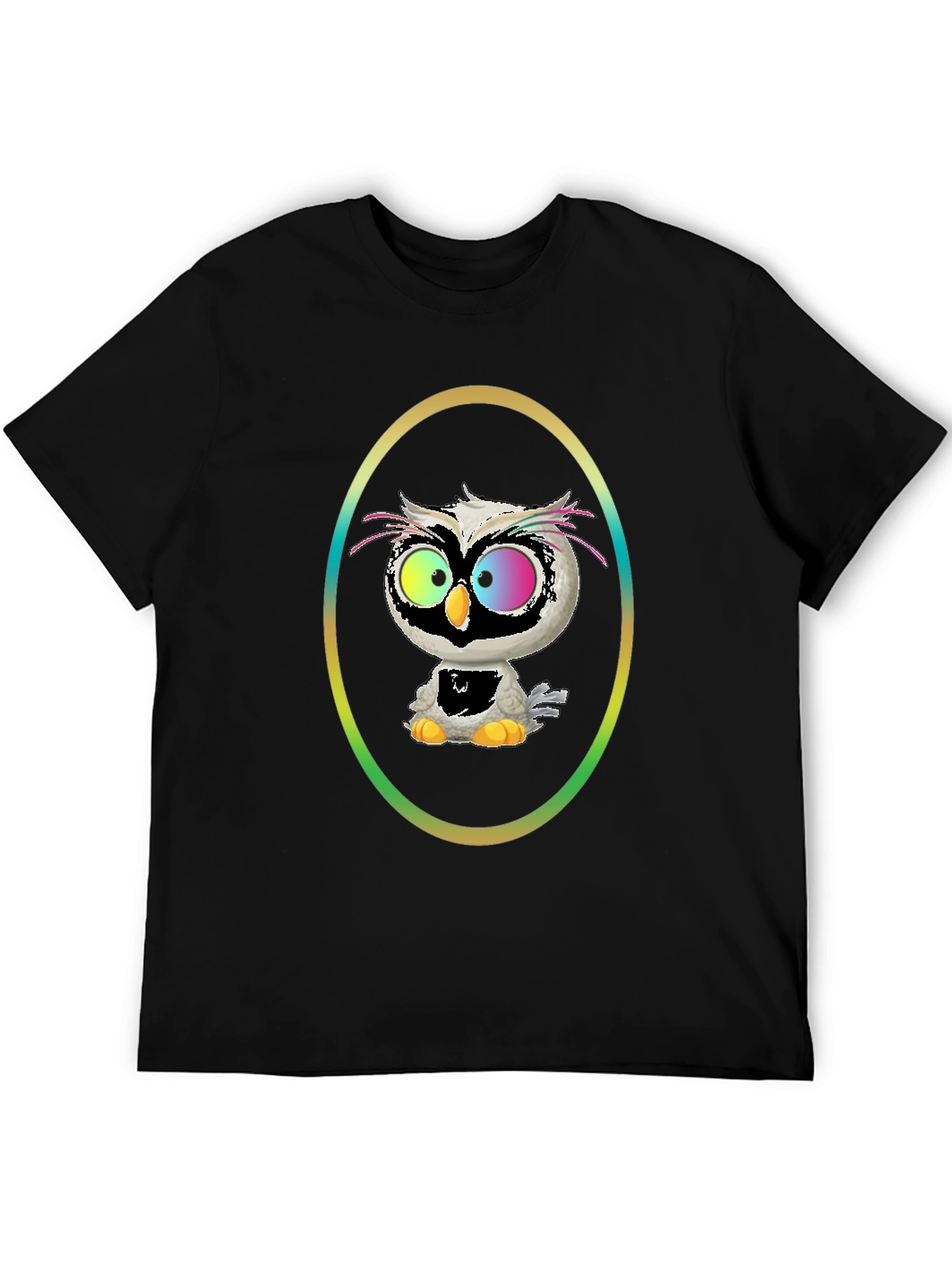 Black Owl Graphic Tee - Quirky Cartoon Bird view 5