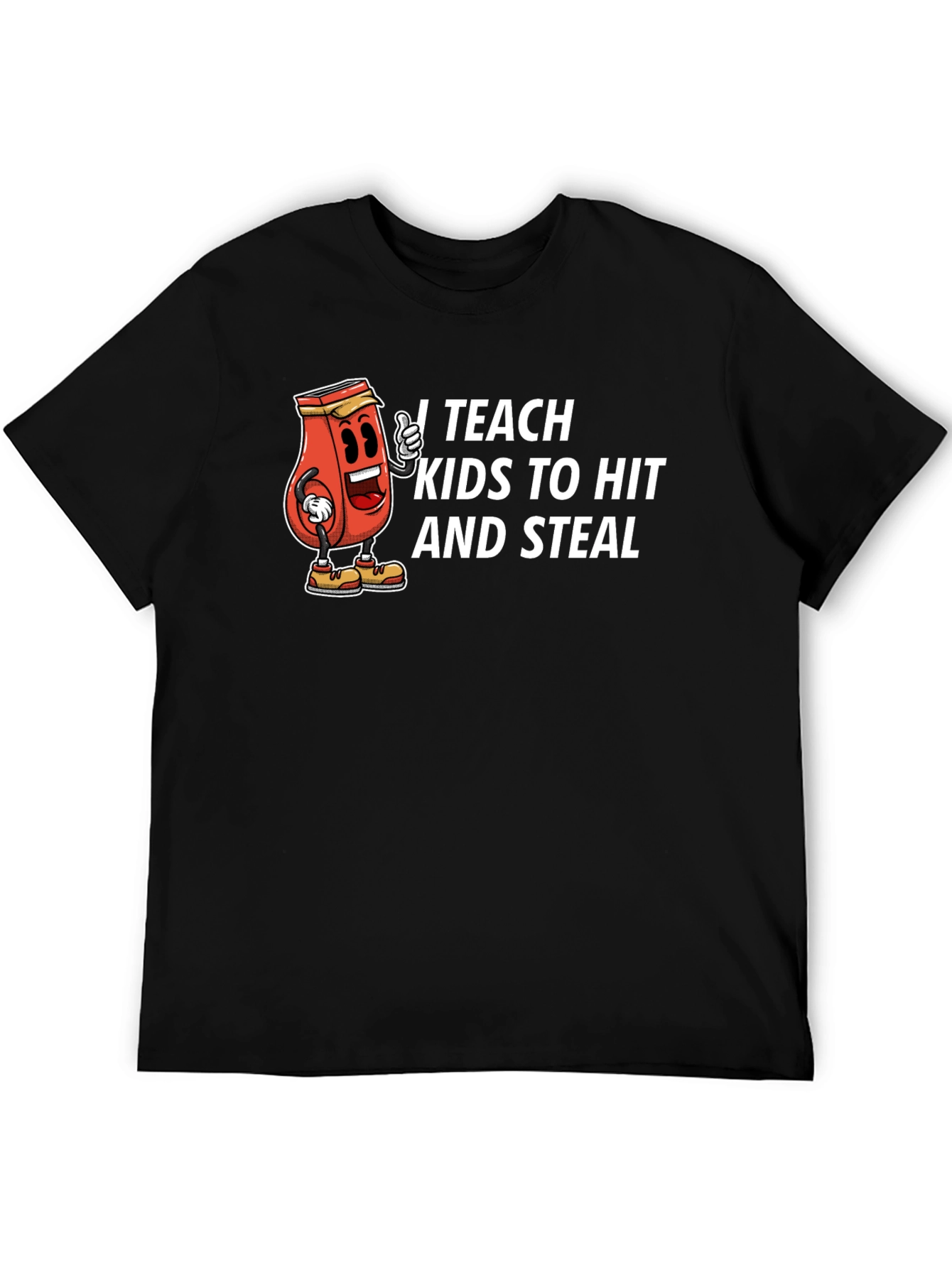 Black I Teach Kids to Hit and Steal T-Shirt view 5