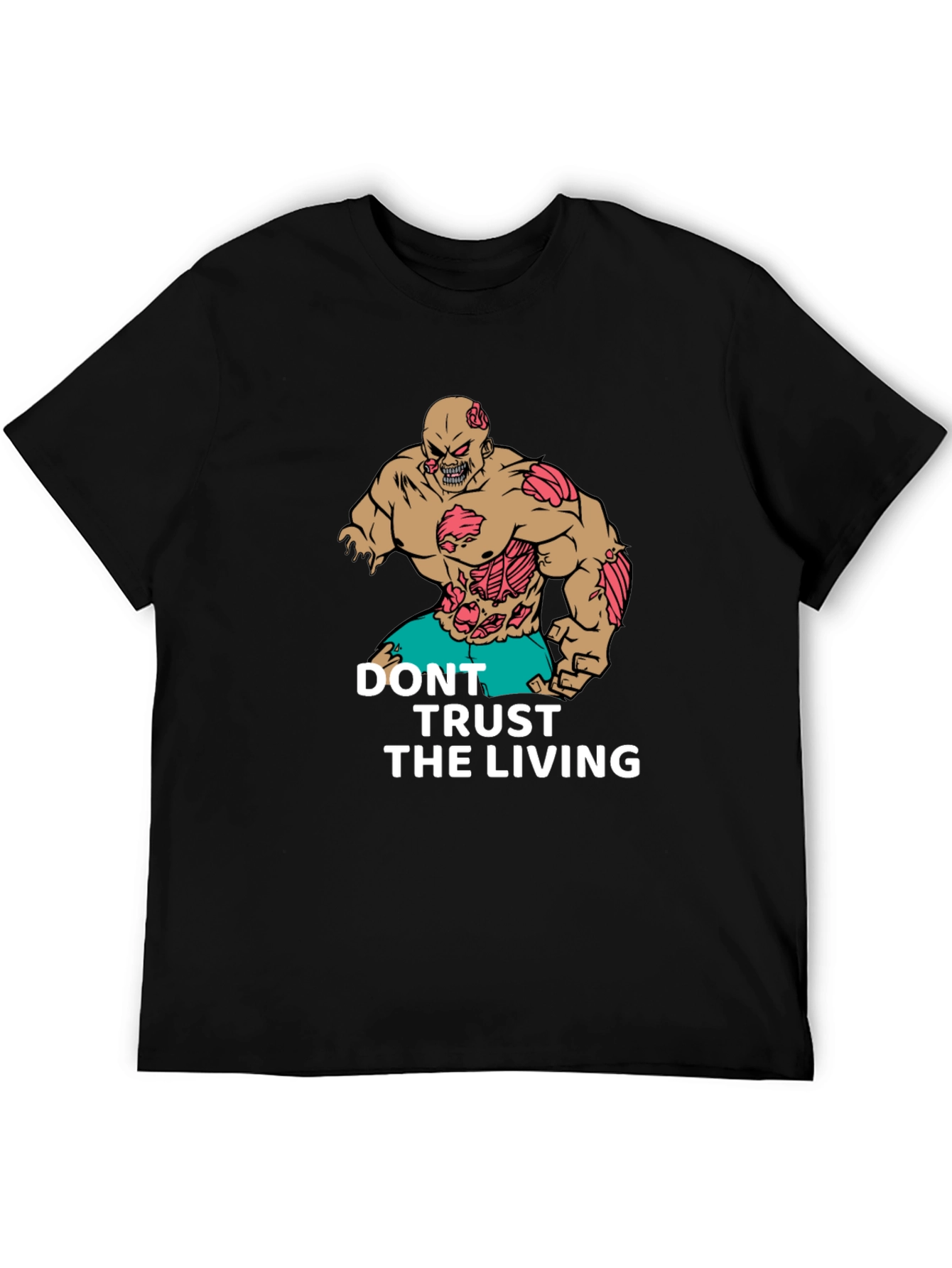 Zombie Graphic Tee - Don't Trust the Living - Men's Black T-Shirt - 5