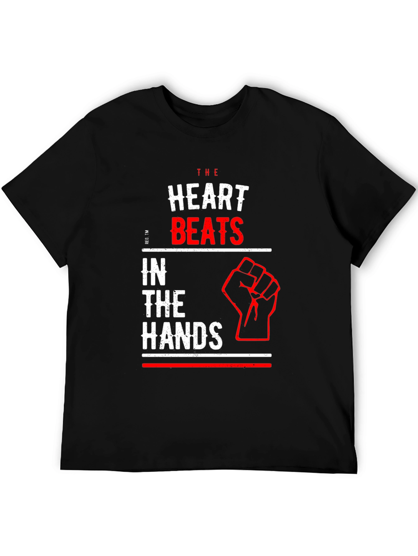 Black Heart Beats in the Hands Graphic Tee - Bold Statement T-Shirt view 5