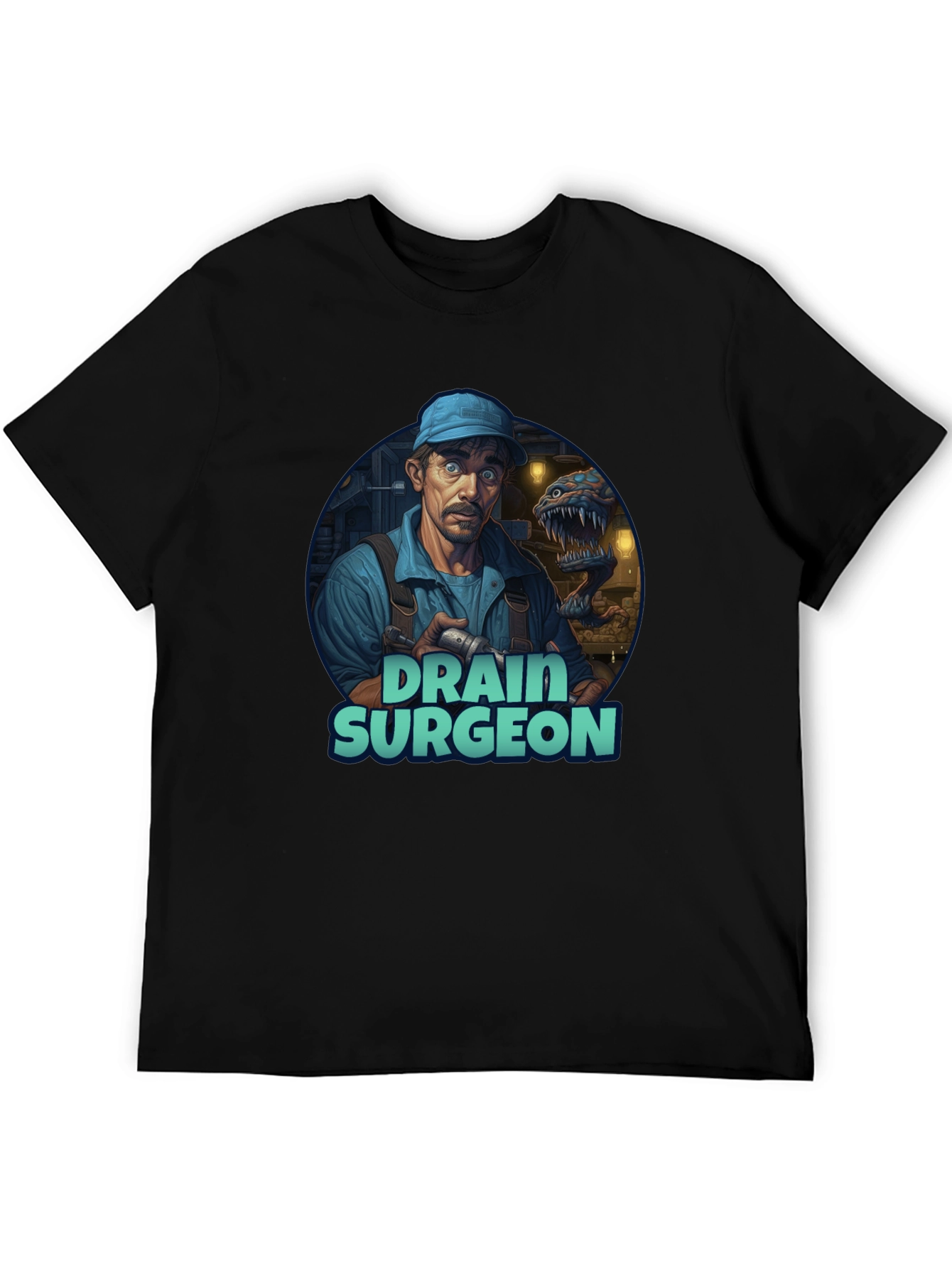 Black Drain Surgeon Graphic Tee - Unique Novelty T-Shirt view 5