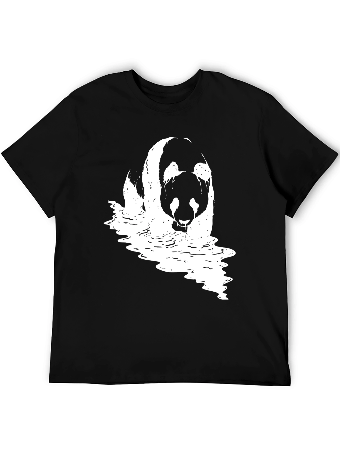 Black Panda Waves Black T-Shirt view 5