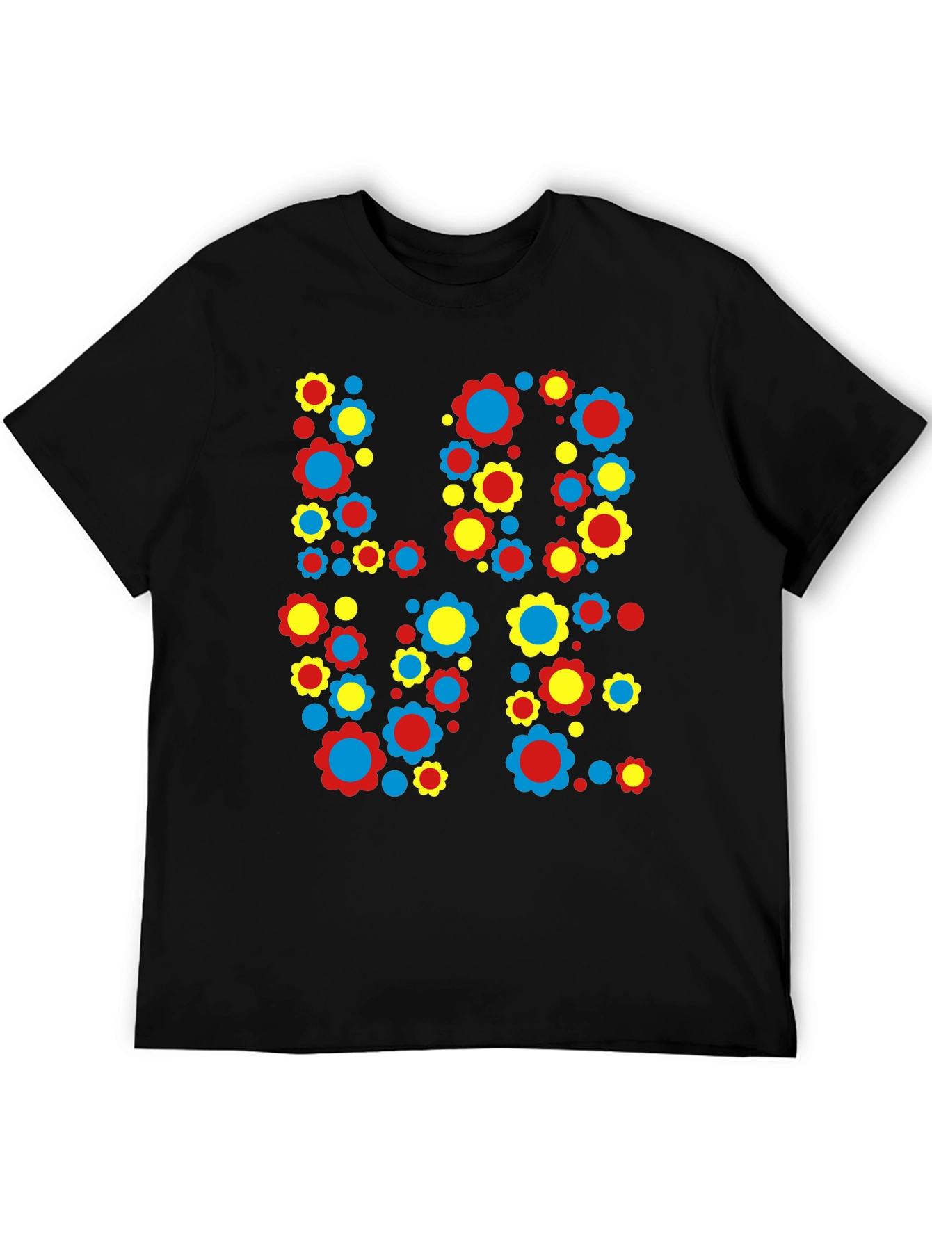 Black Floral LOVE Graphic Print Crew Neck T-Shirt view 5