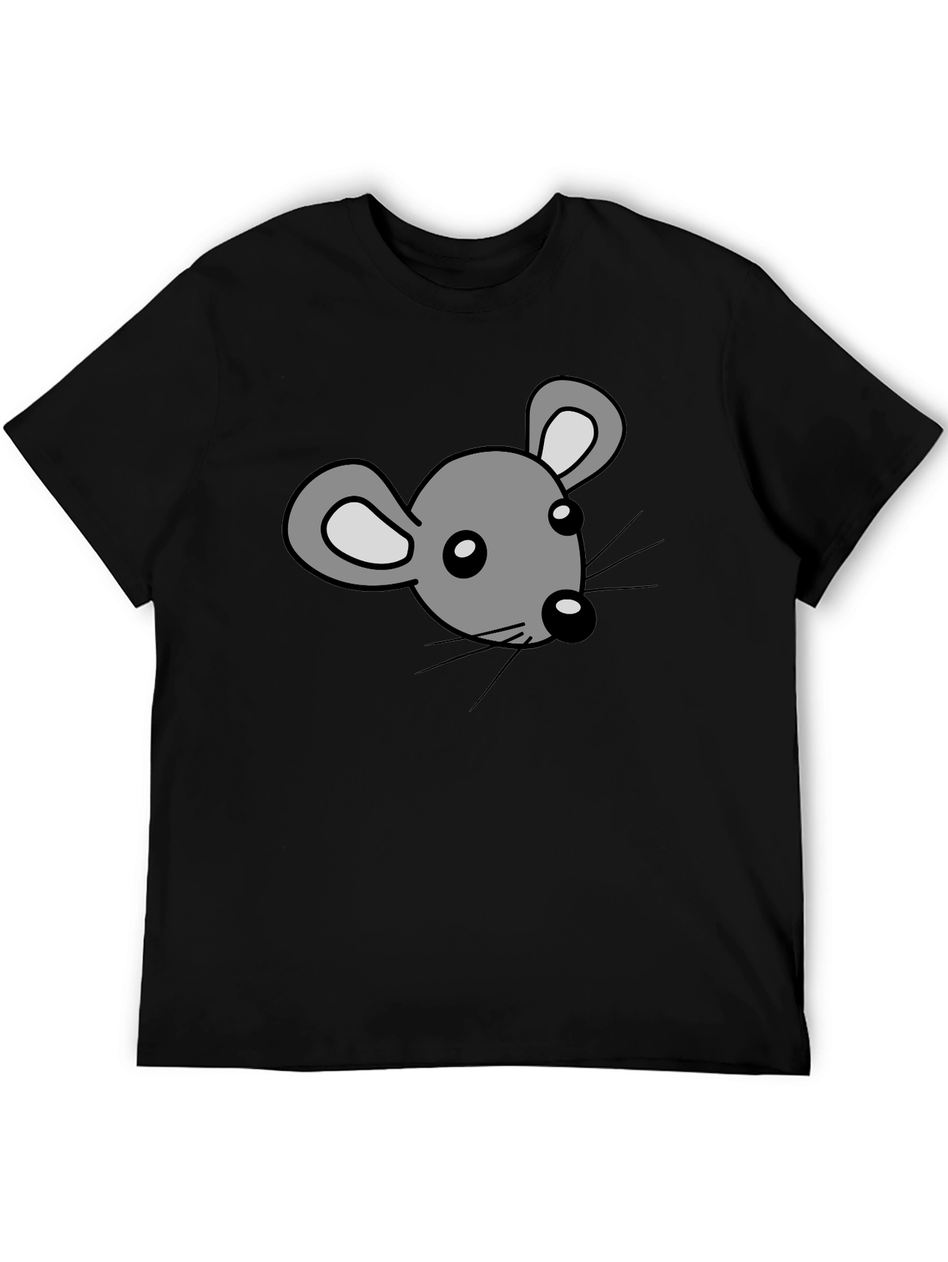 Black Cartoon Mouse Graphic Print Black T-Shirt view 5