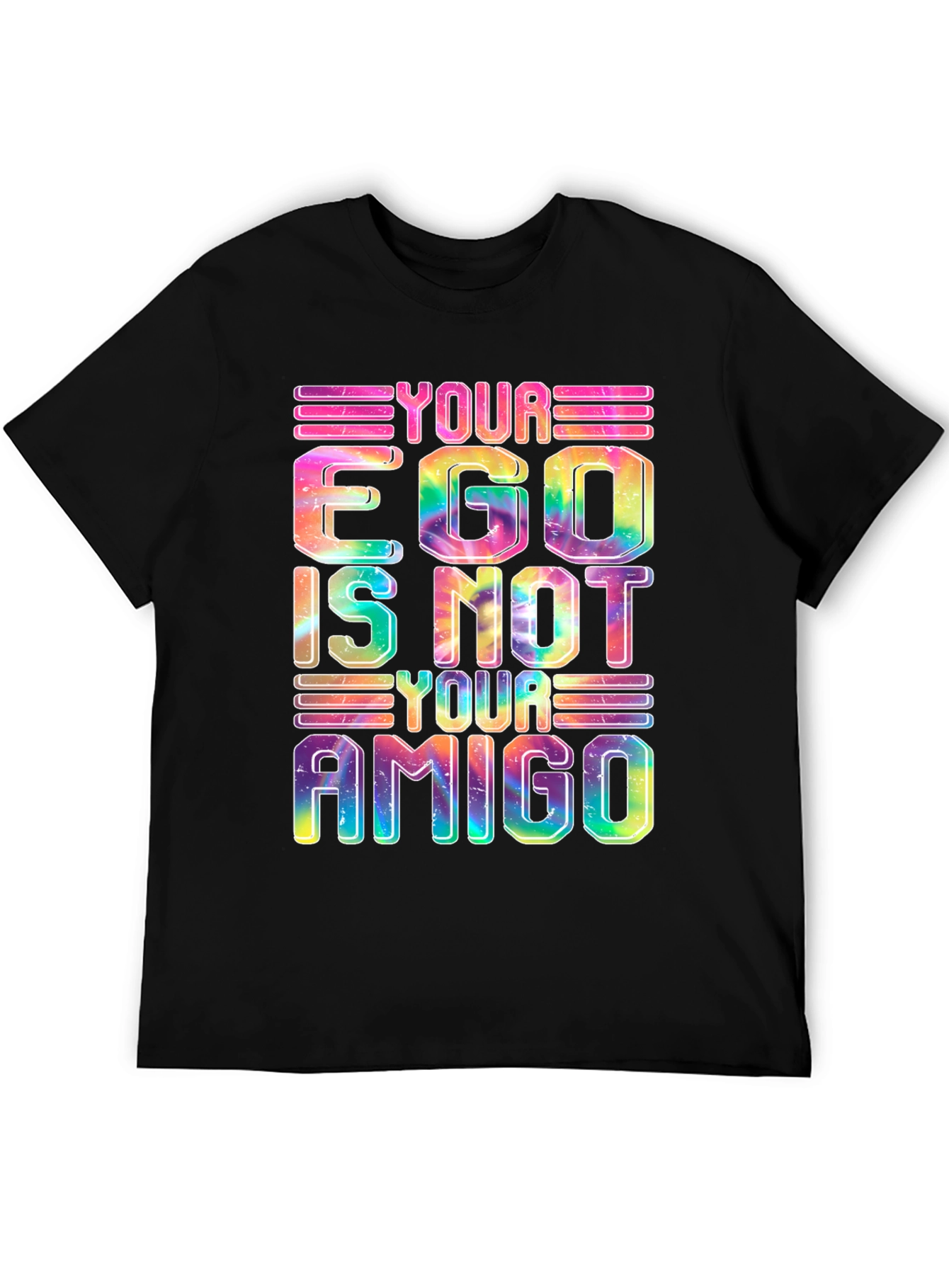 Black Colorful Ego Graphic Tee - Your Ego Is Not Your Amigo view 5