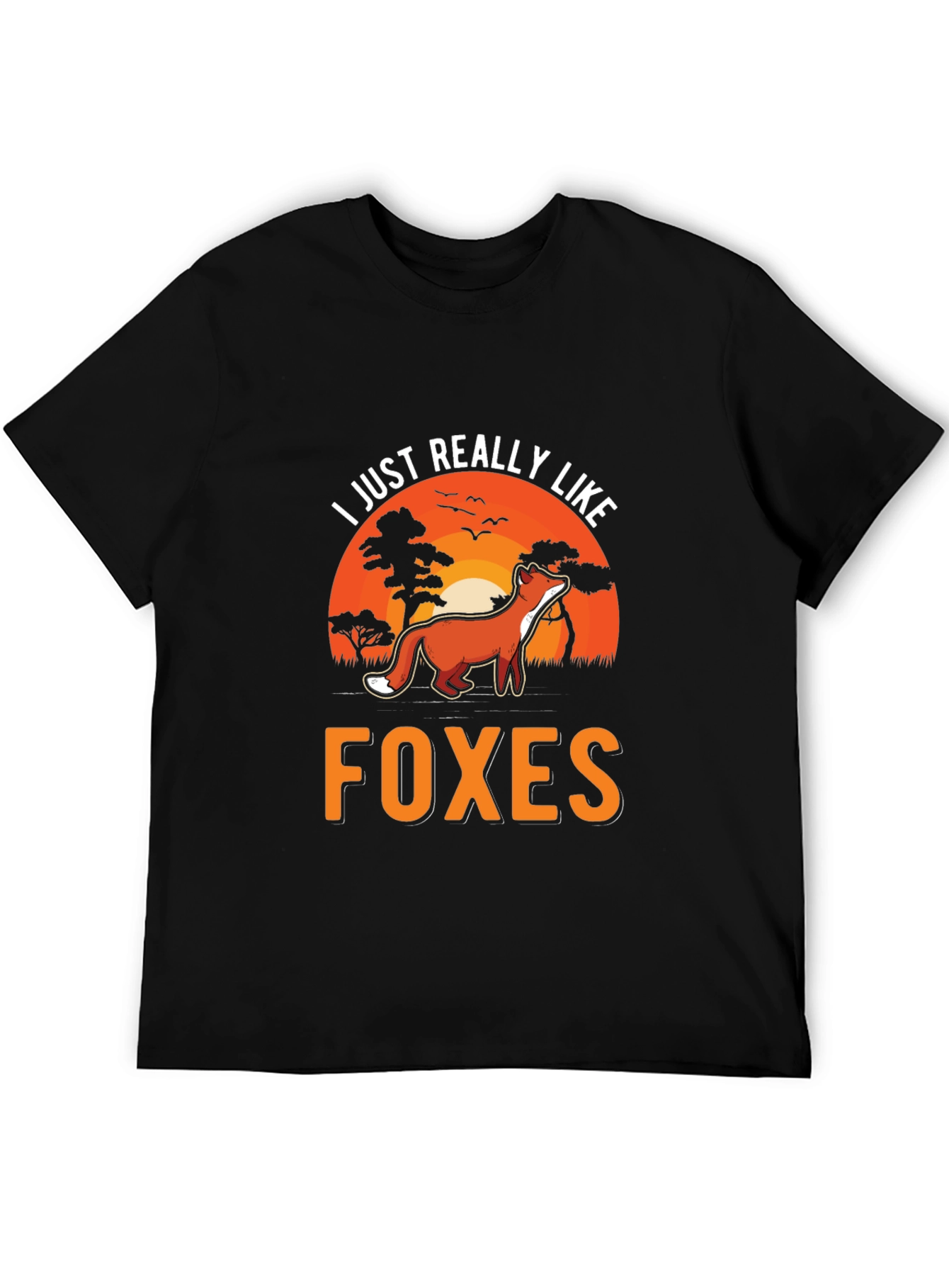 Black I Just Really Like Foxes Graphic Tee view 5