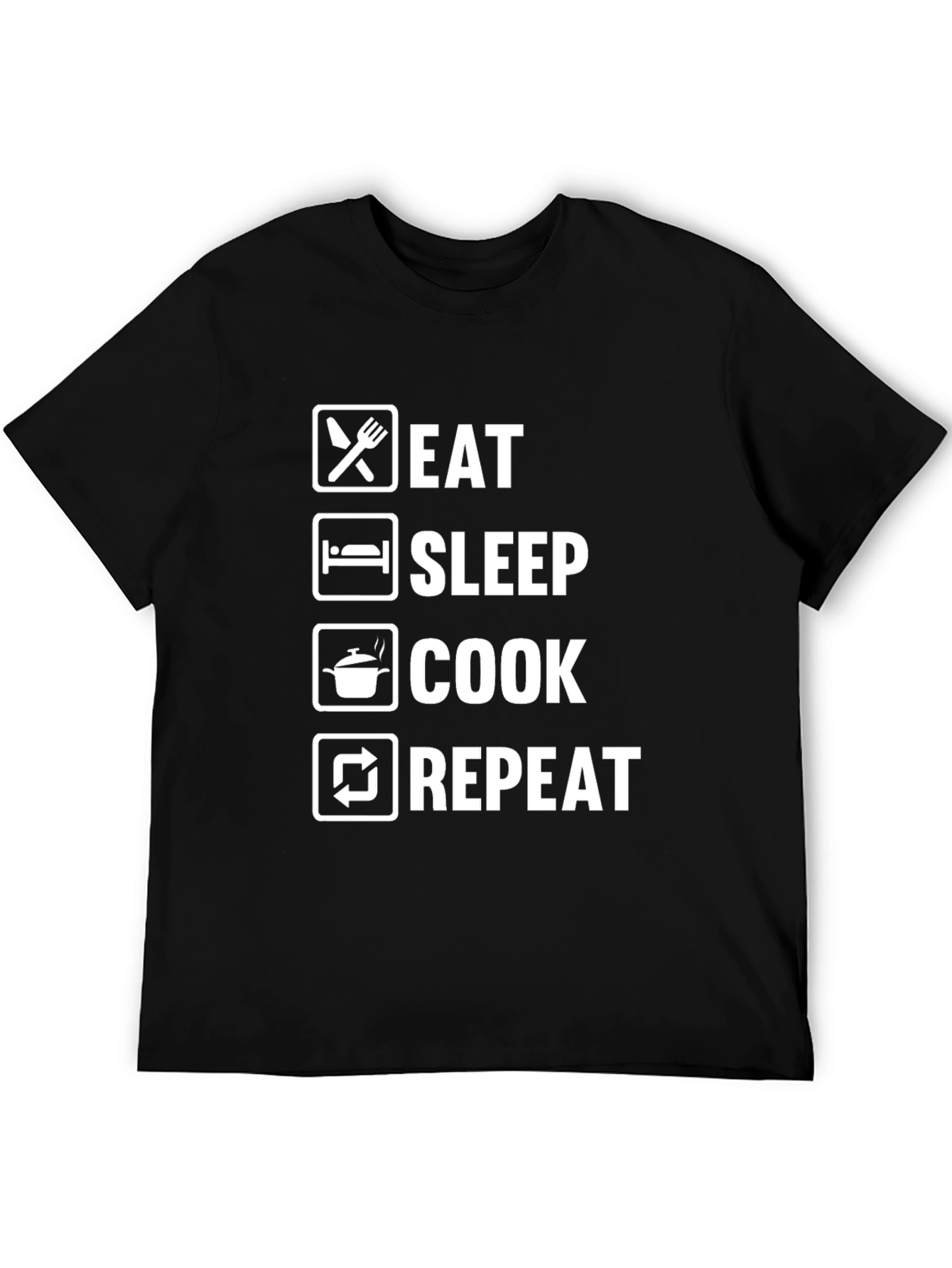 Black Eat Sleep Cook Repeat Funny Chef T-Shirt view 5