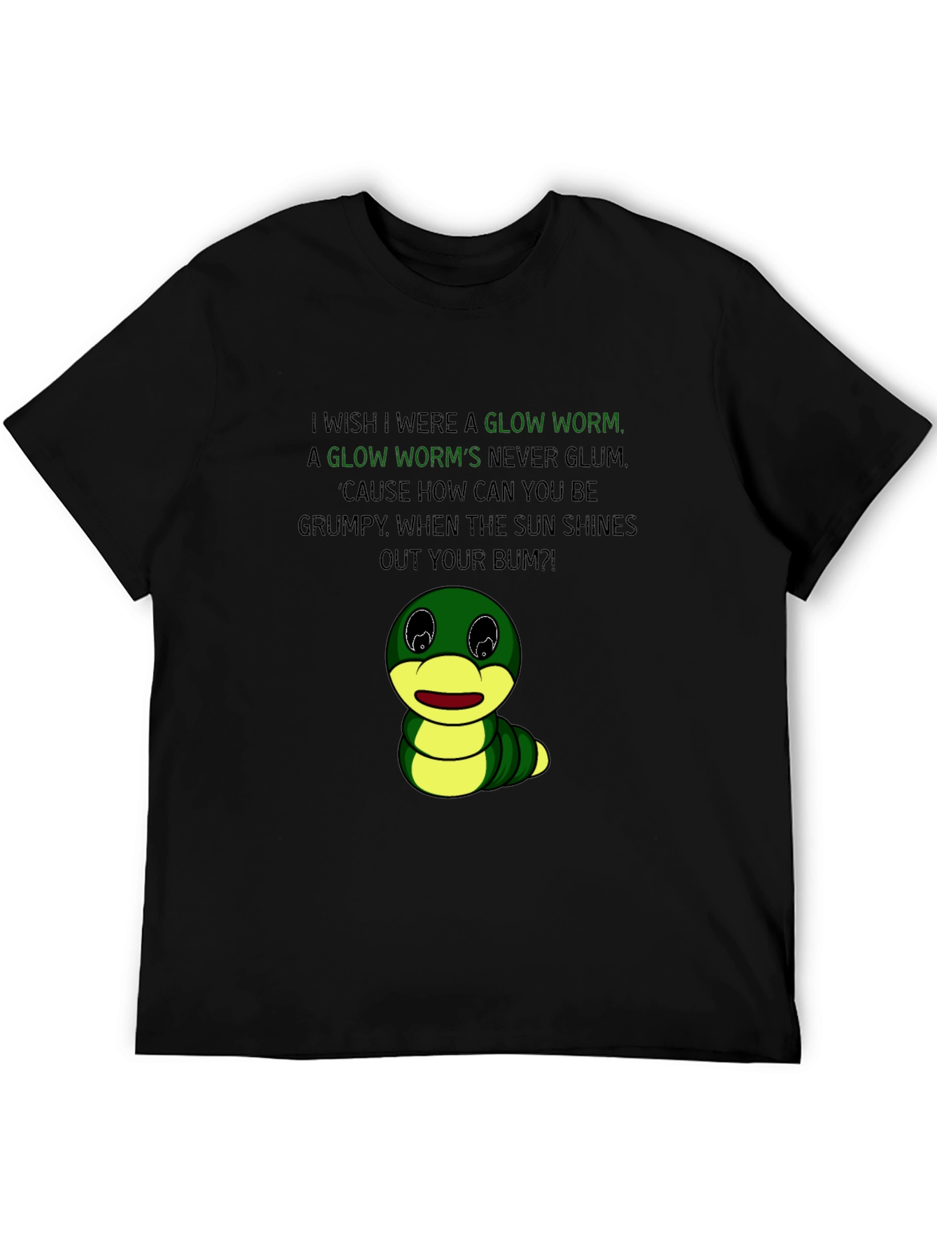 Black Glow Worm Graphic Tee - Shine Your Bum! view 5