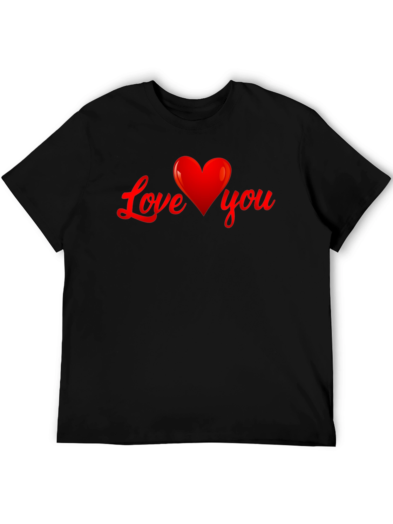 Black Love You Heart Graphic T-Shirt - Black view 5