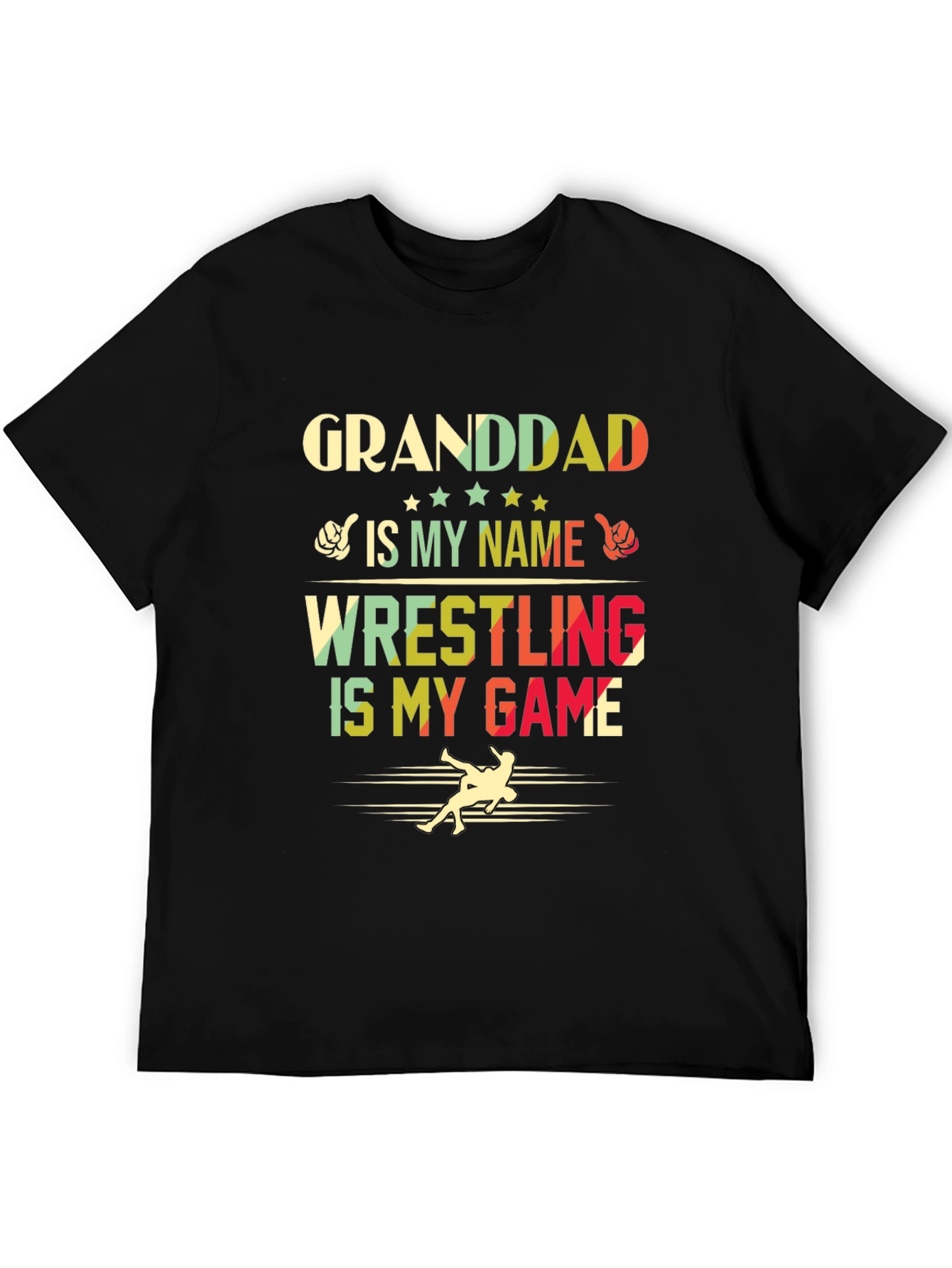 Black Granddad Wrestling T-Shirt - Gift for Wrestling Grandpa view 5