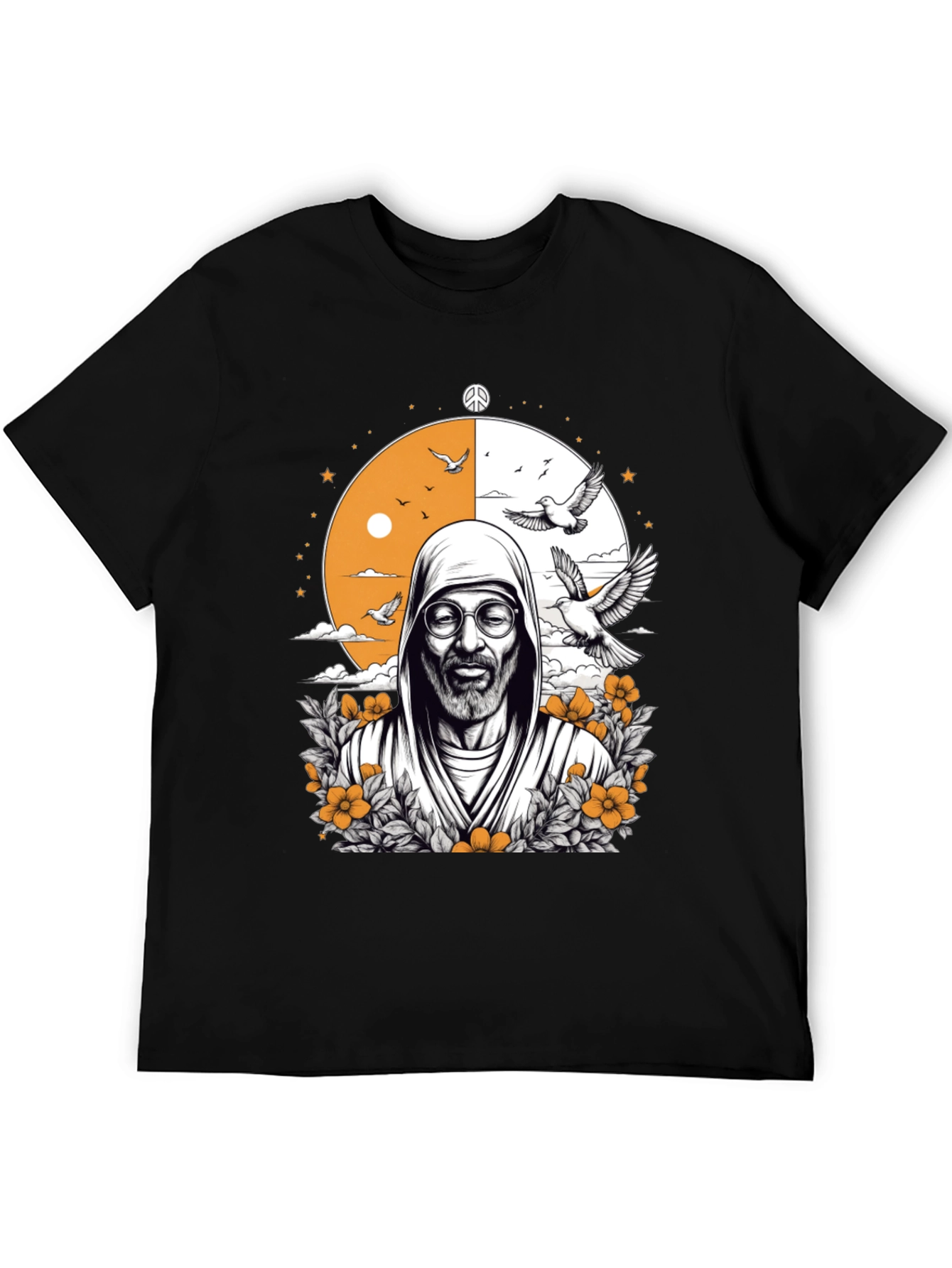 Black Peace & Wisdom Graphic T-Shirt - Black view 5