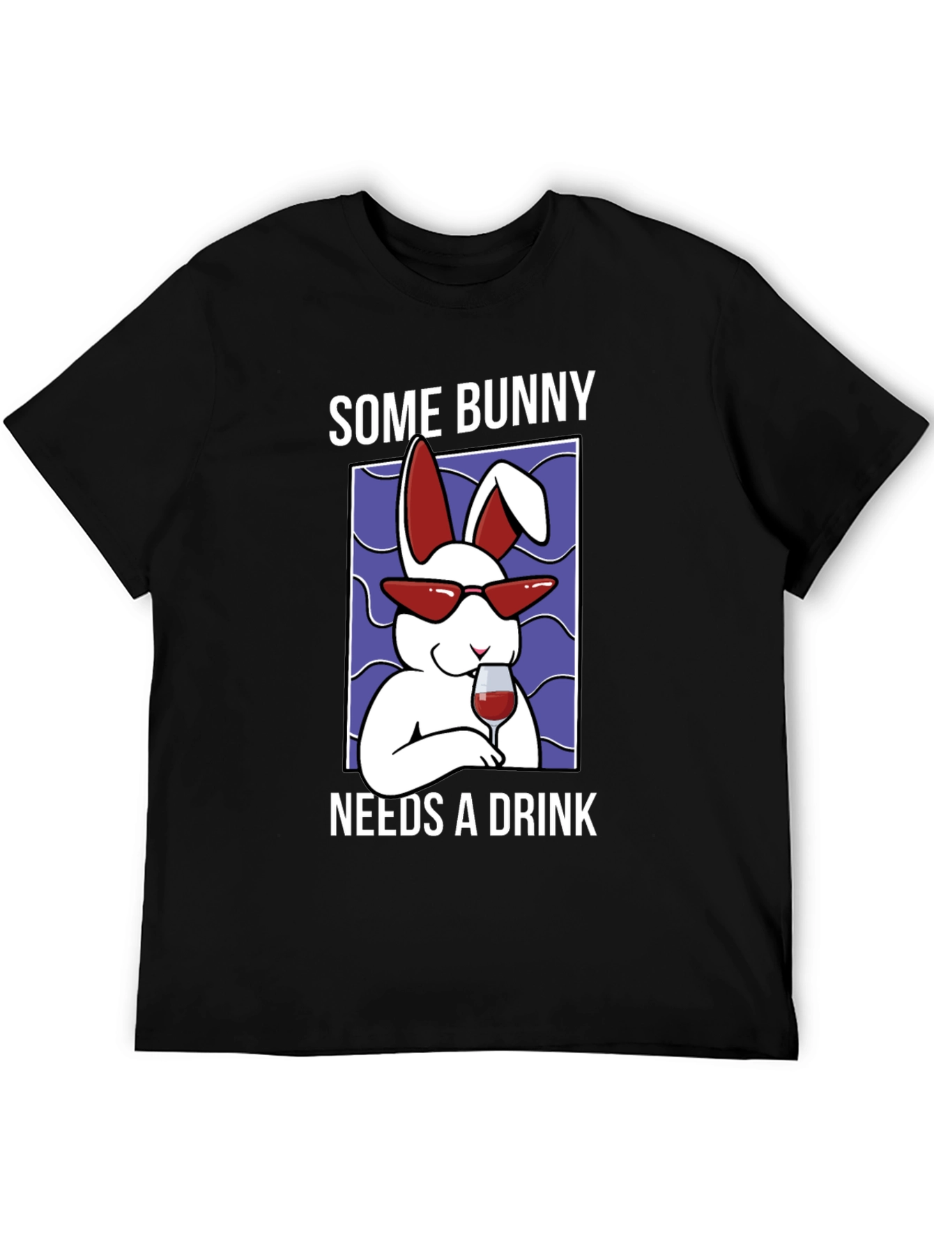Black Some Bunny Needs a Drink Graphic T-Shirt view 5
