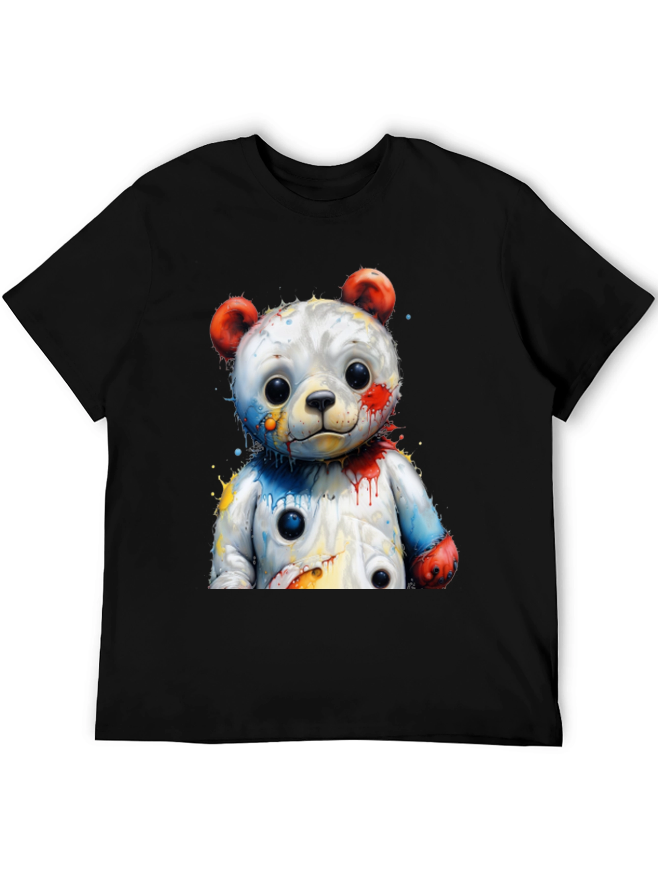 Black Watercolor Bear Graphic Tee - Black Cotton Blend view 5