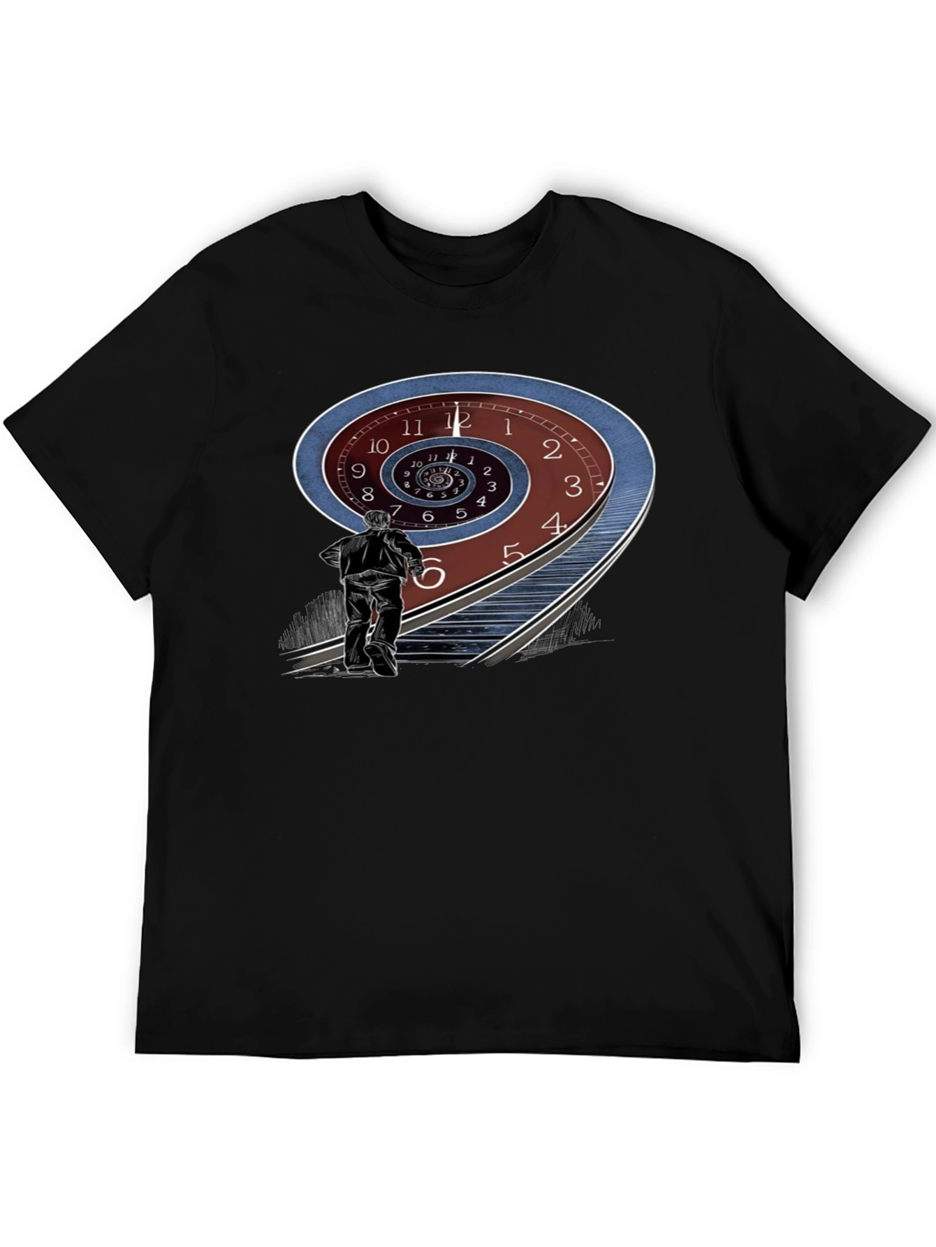Black Time Spiral Graphic Tee - Black Cotton Blend view 5