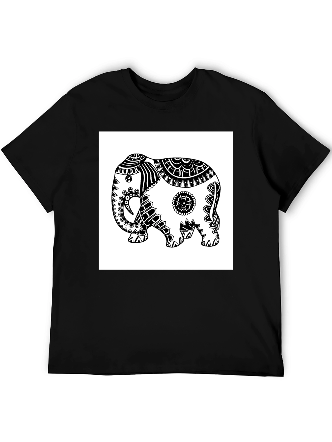 Black Elephant Graphic Tee - Black Casual T-Shirt view 5