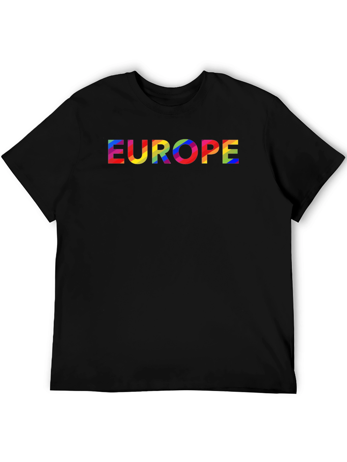 Black Europe Rainbow Text Black T-Shirt view 5