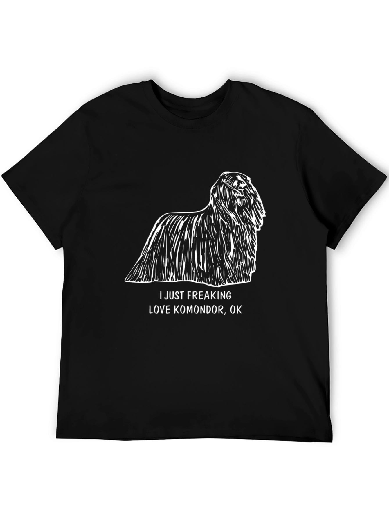 Black Komondor Dog Lover T-Shirt - Black Cotton Tee view 5