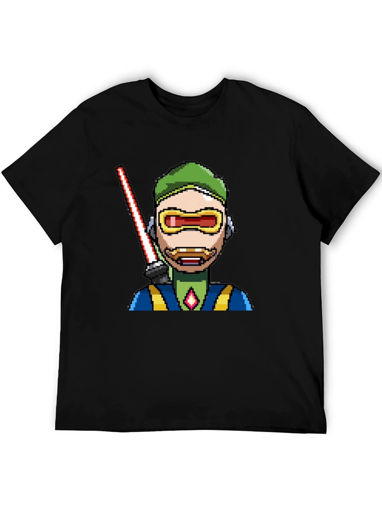 Black Pixel Art Sci-Fi Character Black T-Shirt view 5