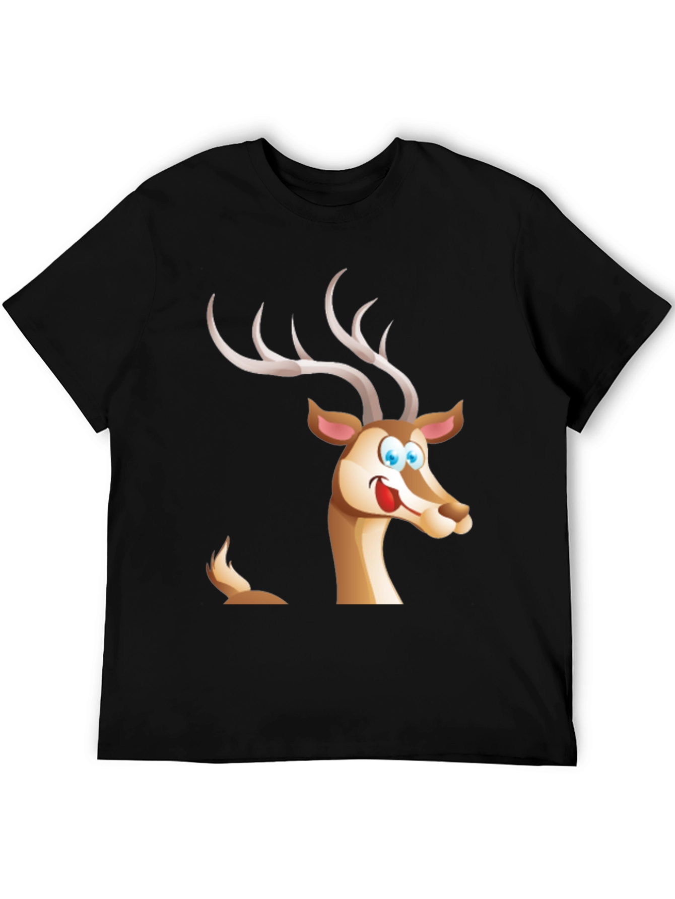 Black Cartoon Deer Graphic T-Shirt view 5