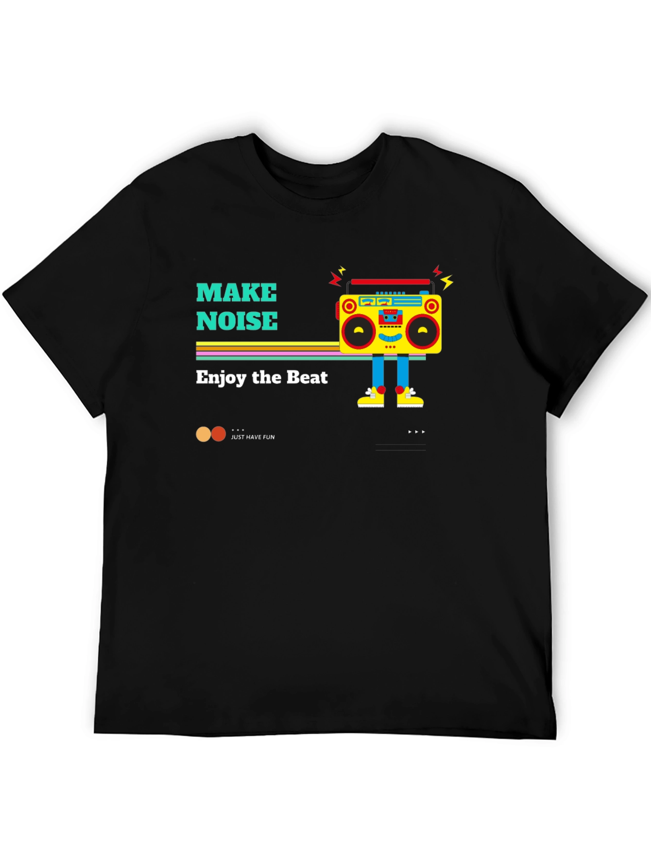 Black Retro Boombox Graphic Tee - Make Noise, Enjoy the Beat view 5