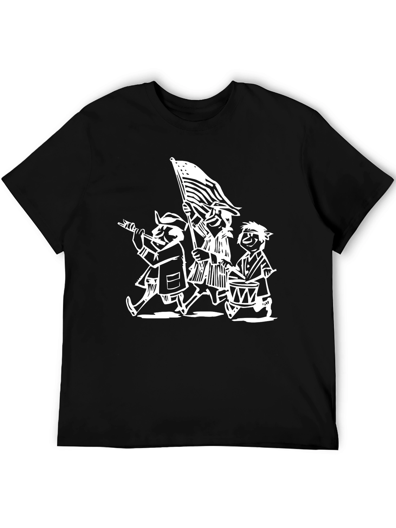 Black Patriotic Cartoon T-Shirt: Black Cotton Blend view 5