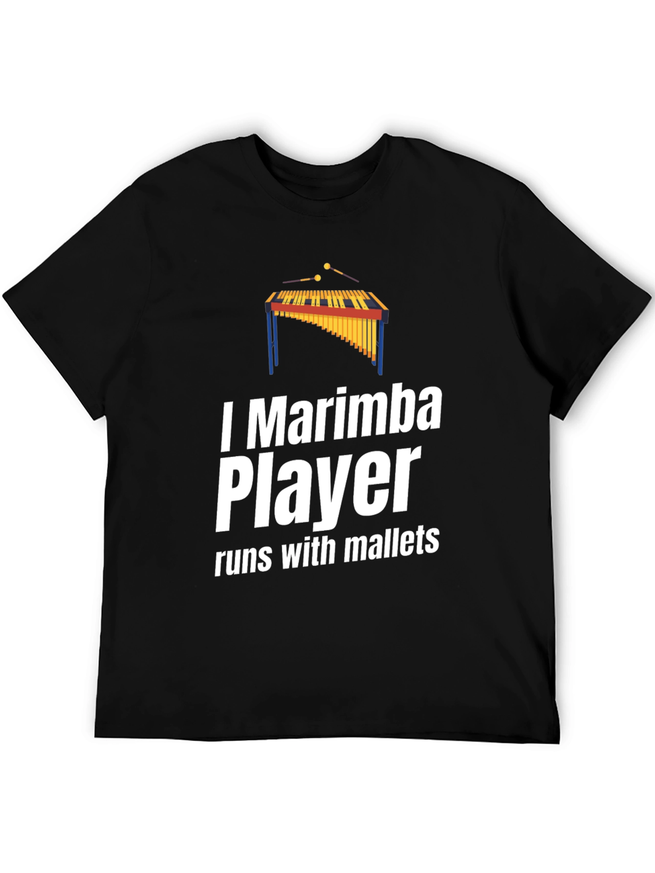 Black I Marimba Player T-Shirt - Runs With Mallets view 5
