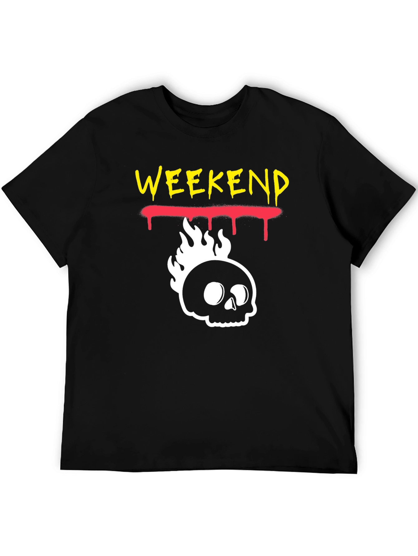 Black Weekend Skull Flame Graphic Tee - Black view 5