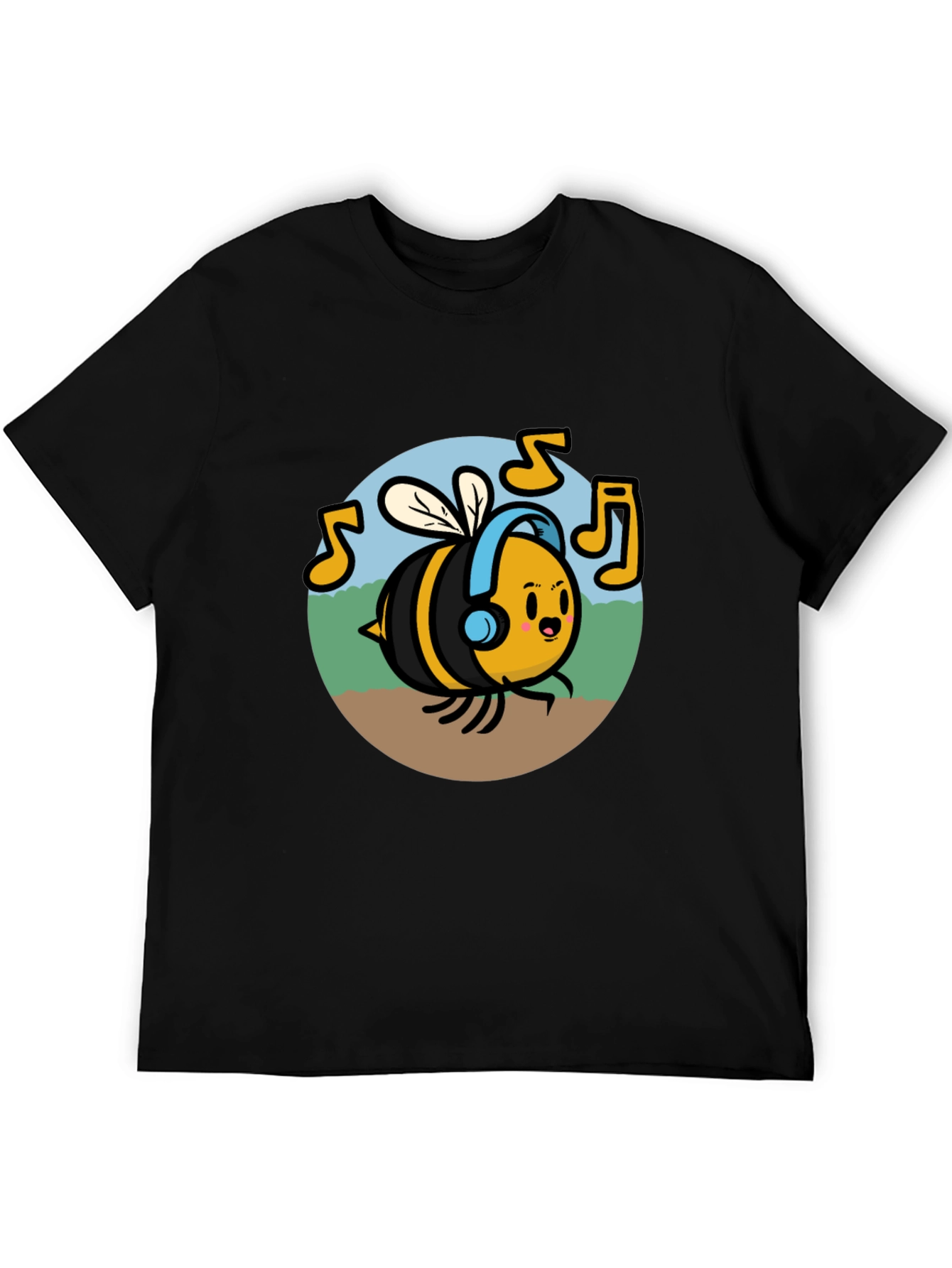 Black Musical Bee Graphic Tee - Black Cotton T-Shirt view 5