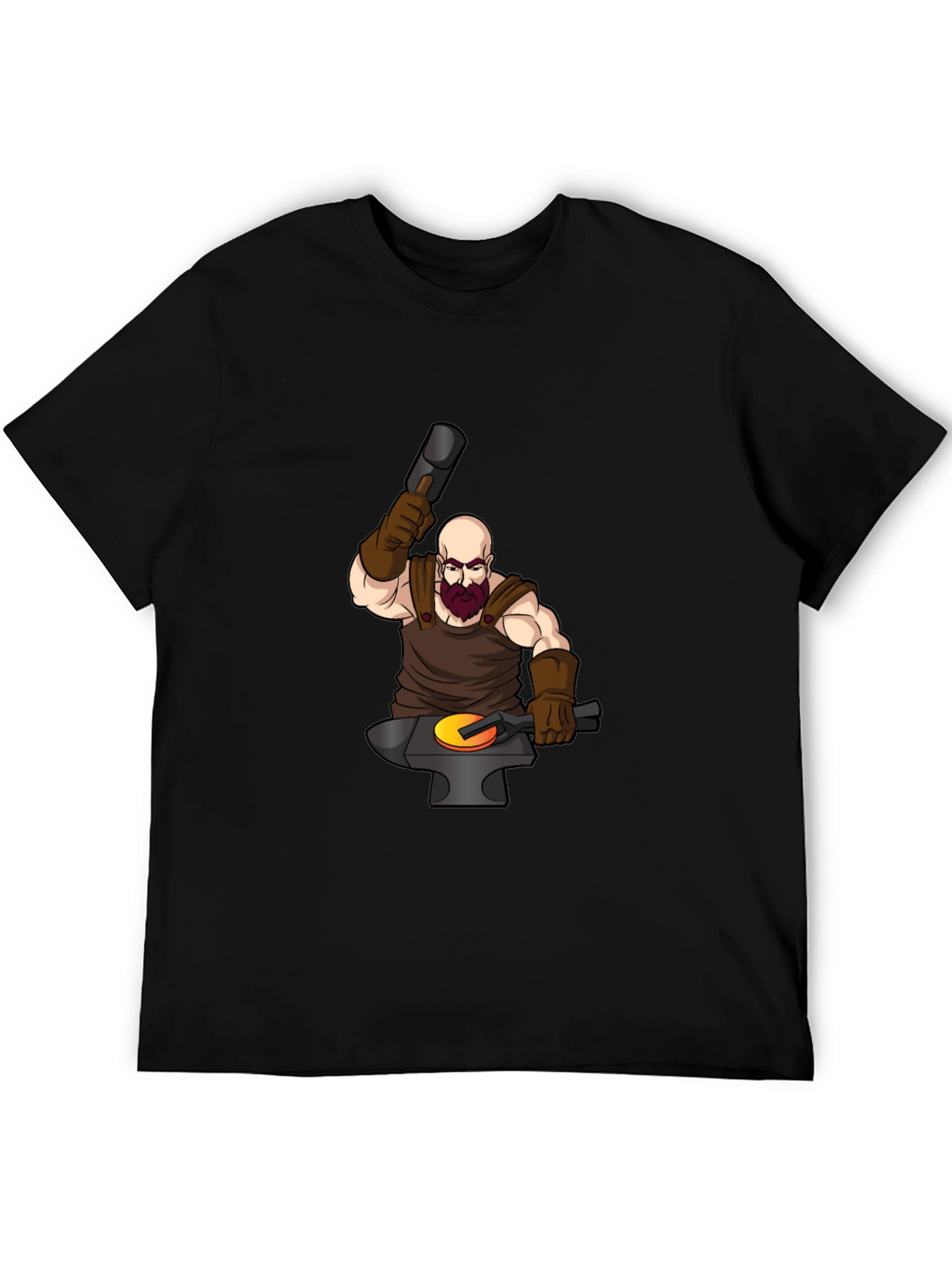 Black Blacksmith Cartoon Graphic Tee view 5