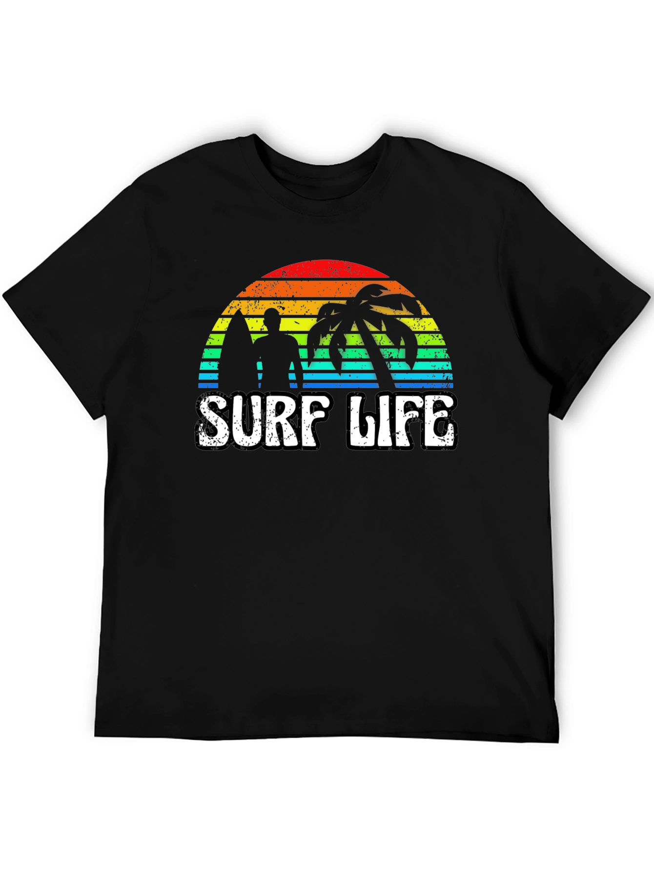 Black Surf Life Graphic Tee - Retro Sunset view 5